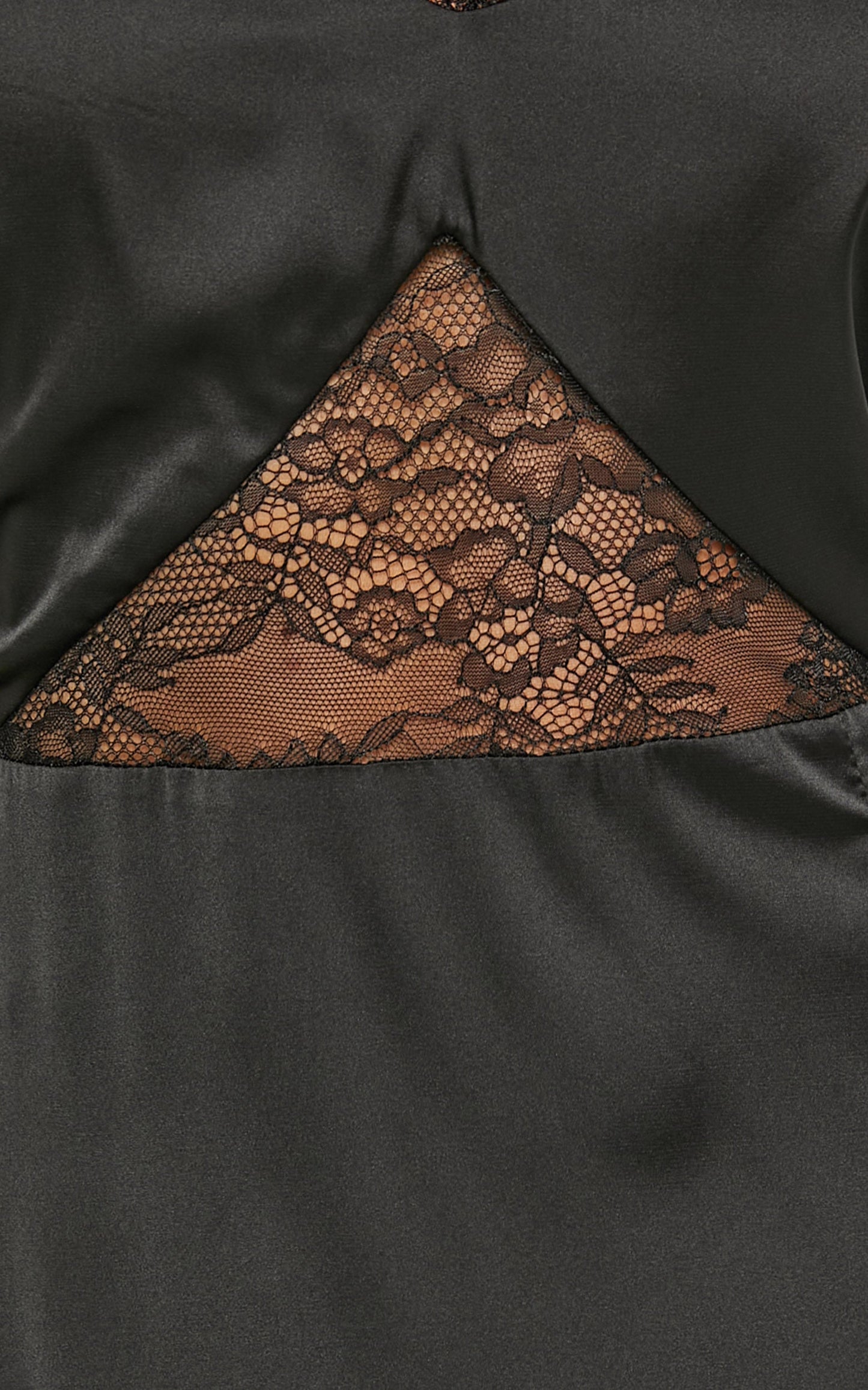 Natalie Midi Dress - V Neck Lace Detail Thigh Split Dress in Black