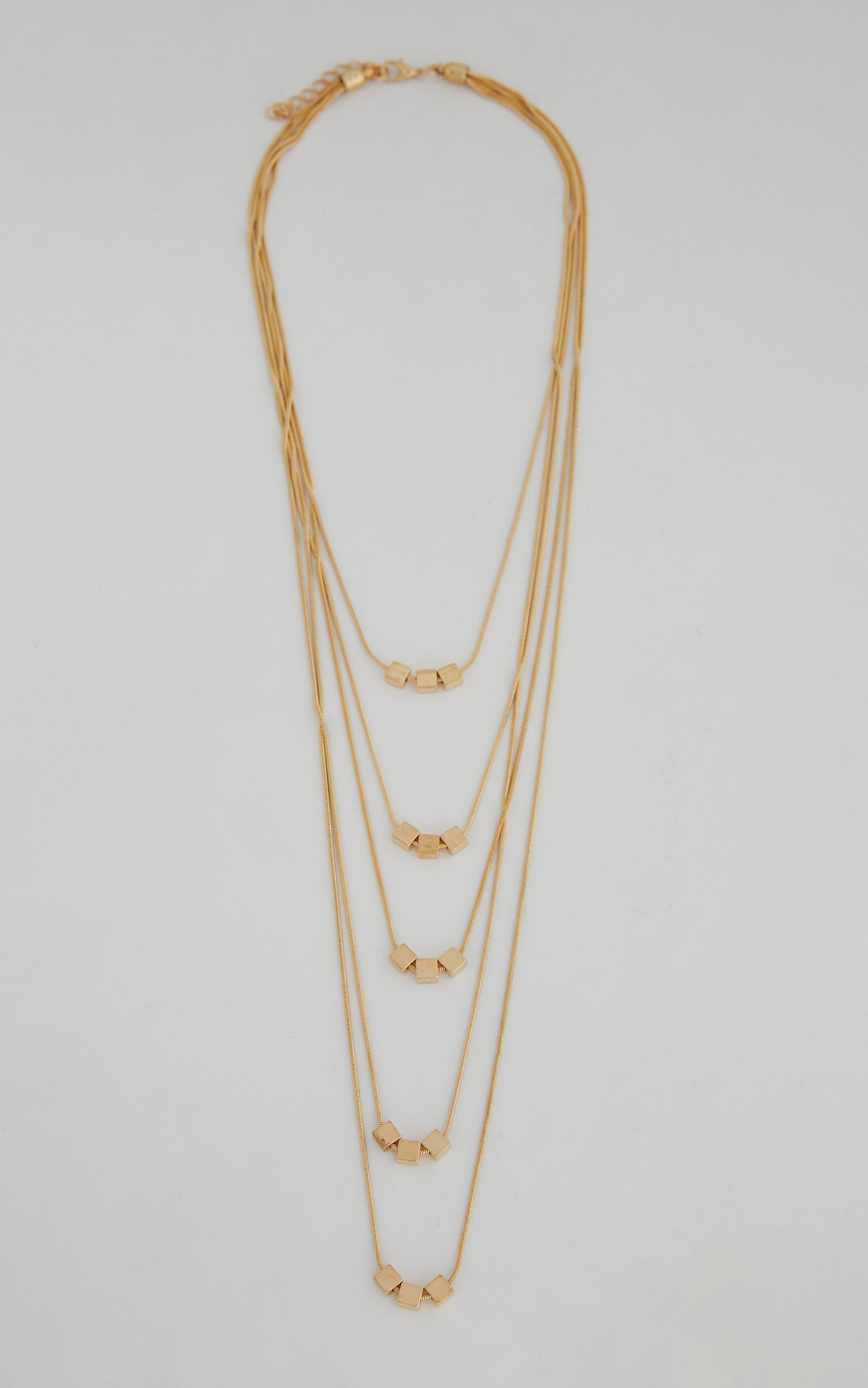 Nehemia Layered Bead Chain Necklace in Gold