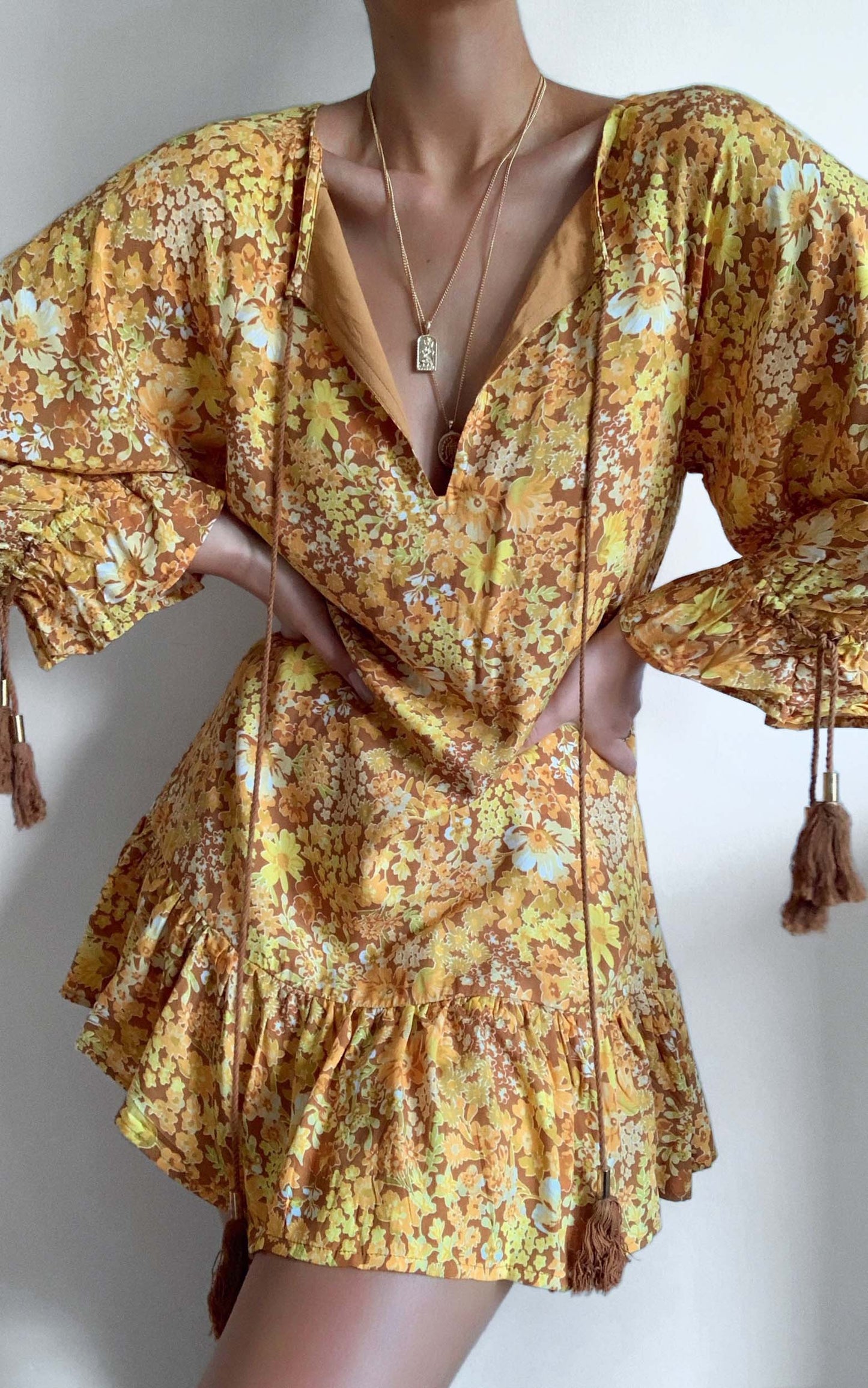 Sian Long Sleeve Mini Dress in Rustic Floral