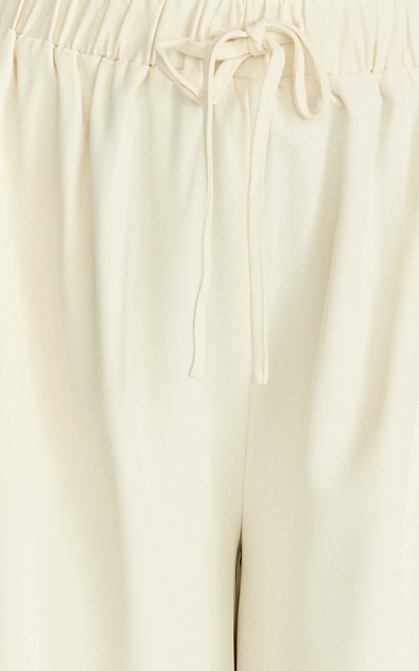 Nicole Pants - High Waist Elasticated Gathered Waist Wide Leg Pants in Cream