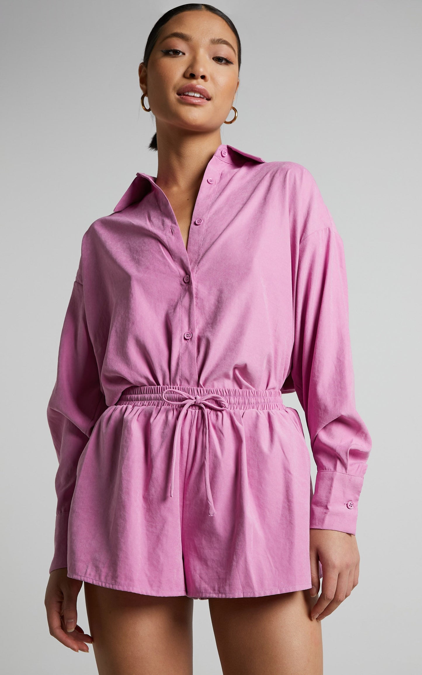 Niobe Shorts - Elasticated Waist Mini Shorts in Pink
