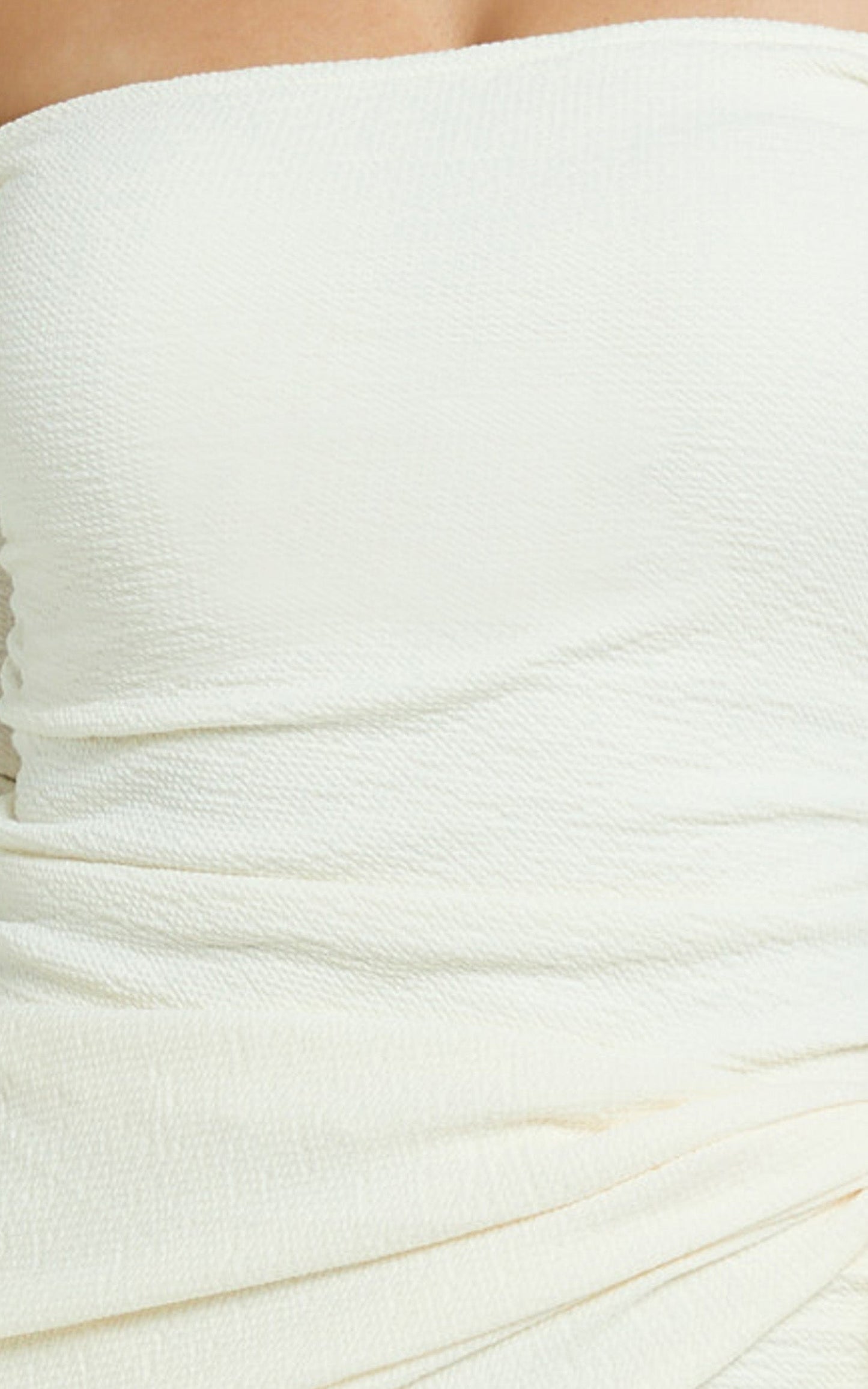 Noah Mini Dress - Off Shoulder Draped Skirt Jersey Dress in Cream