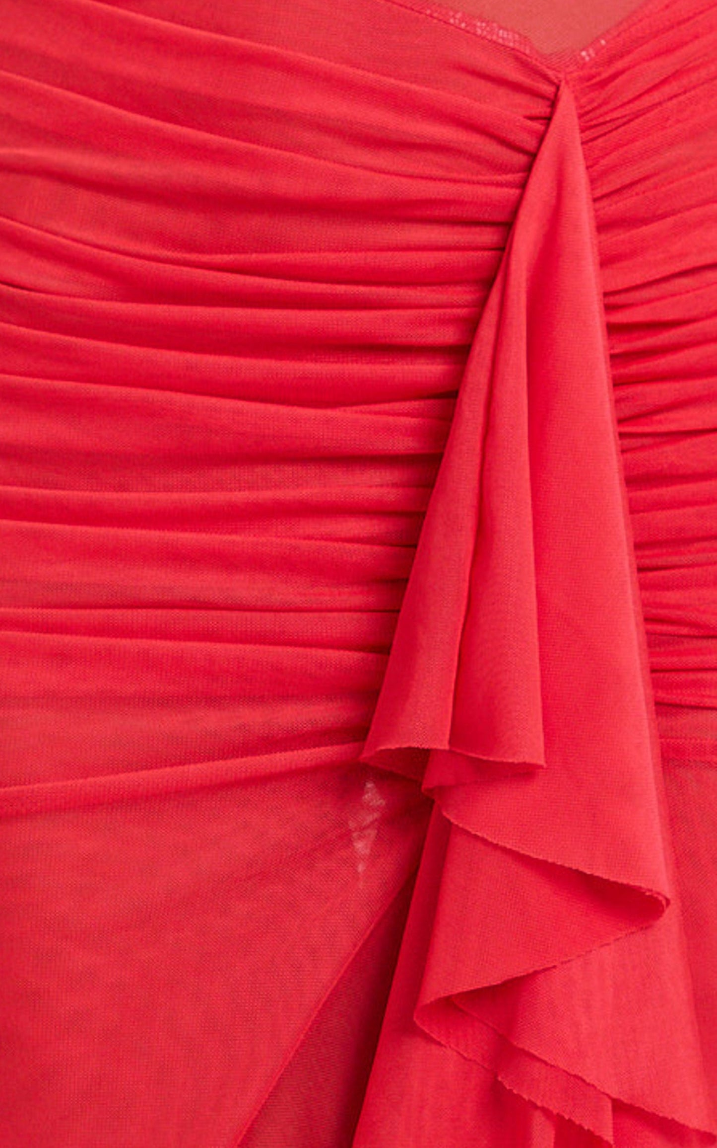Noelle Maxi Dress - Off The Shoulder Gathered Waist Ruffle Dress in Red
