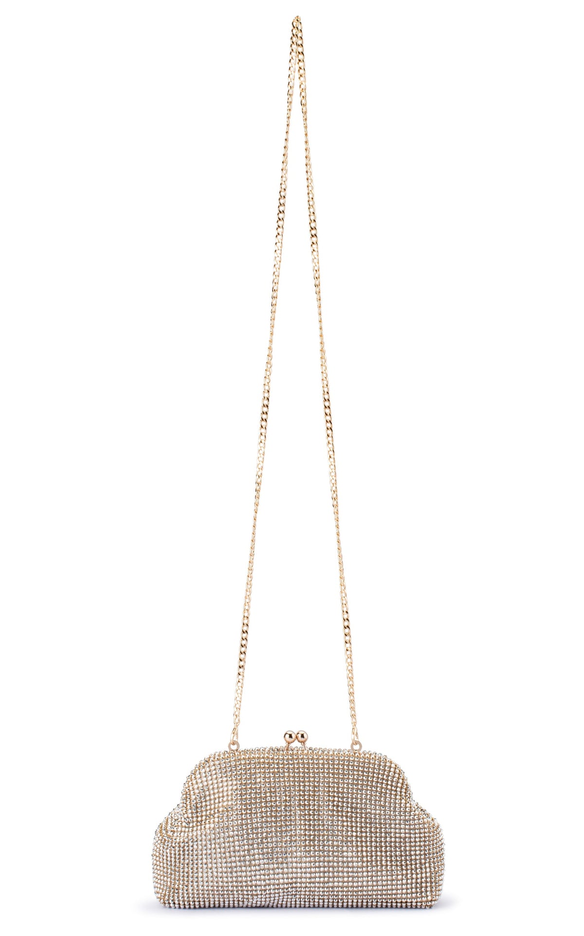 Olga Berg - Ela Crystal Mesh Clutch in Champagner