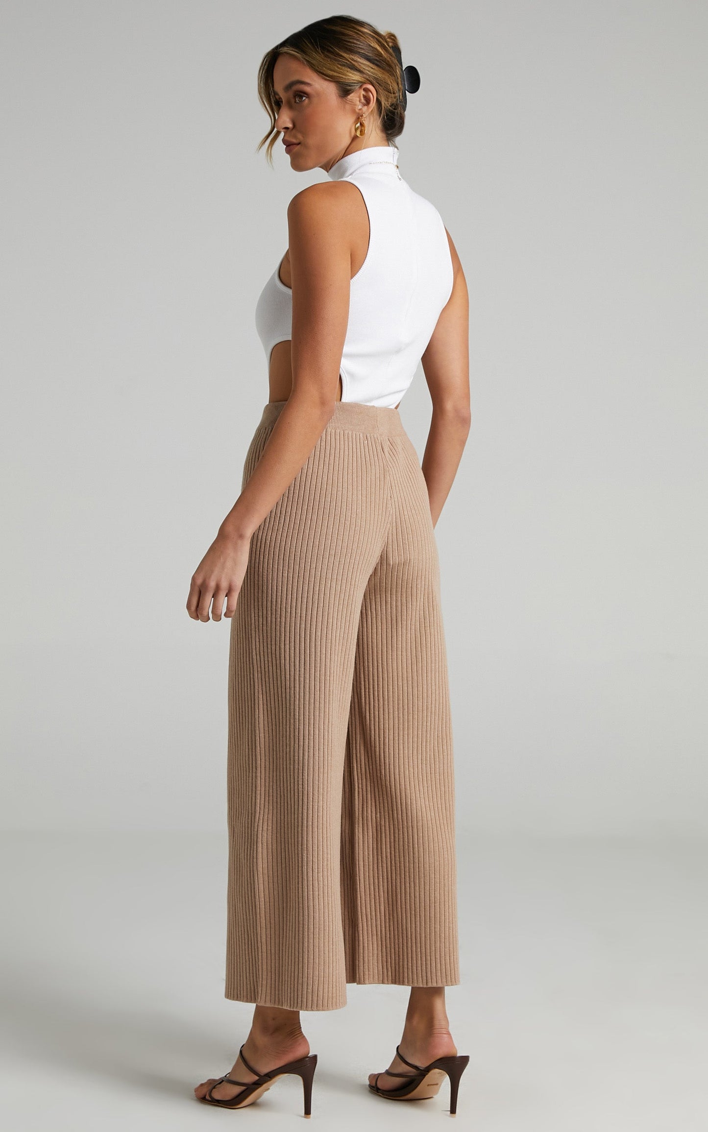 Orlando Pants - Mid Waisted Knit Pants in Mocha