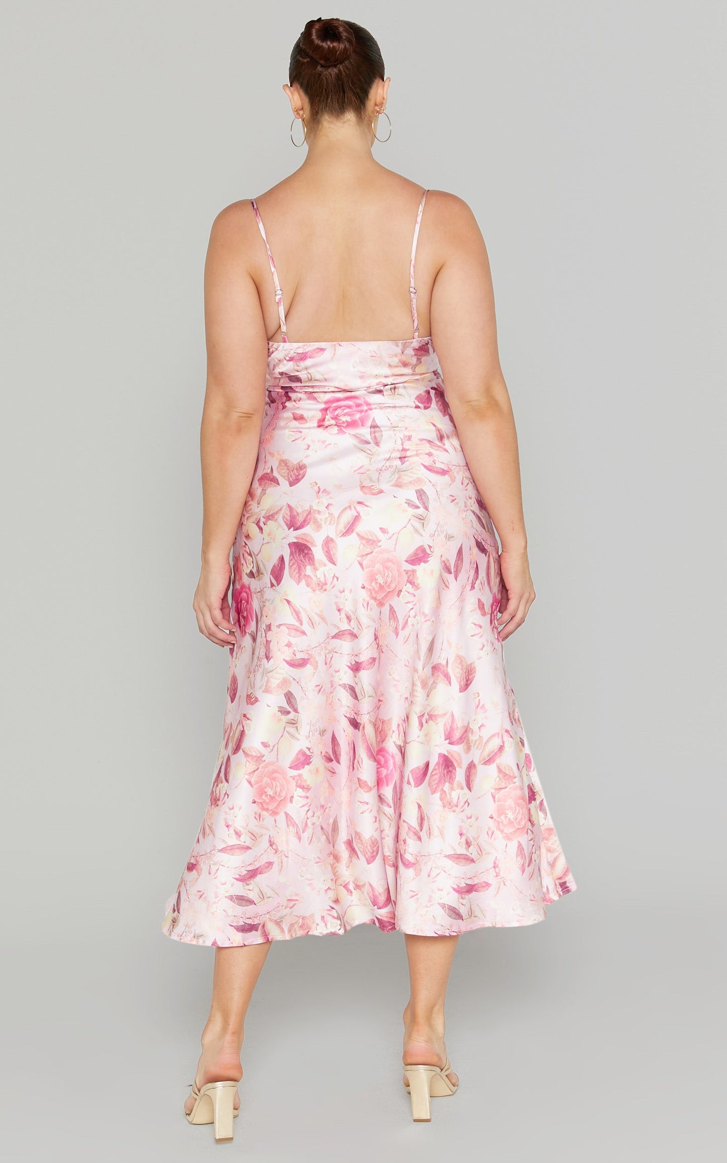 Ojai Midi Dress - Cowl Neck Split Dress in Soft Floral