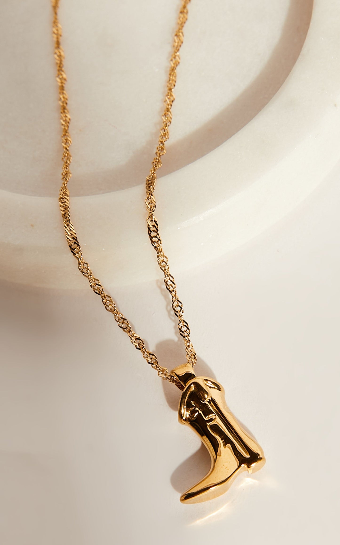 Olenna Cowboy Boot Necklace in Gold