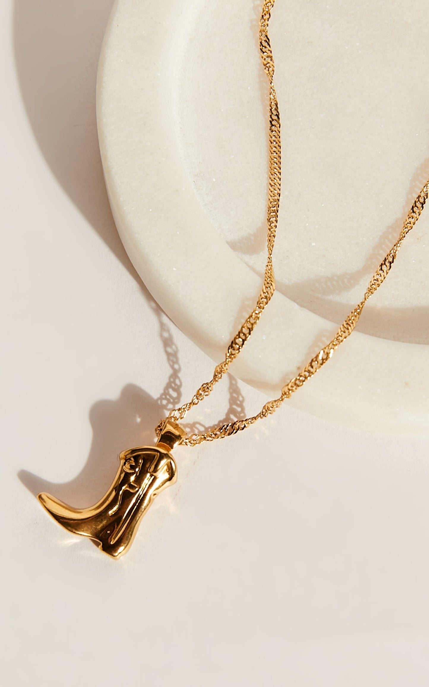 Olenna Cowboy Boot Necklace in Gold