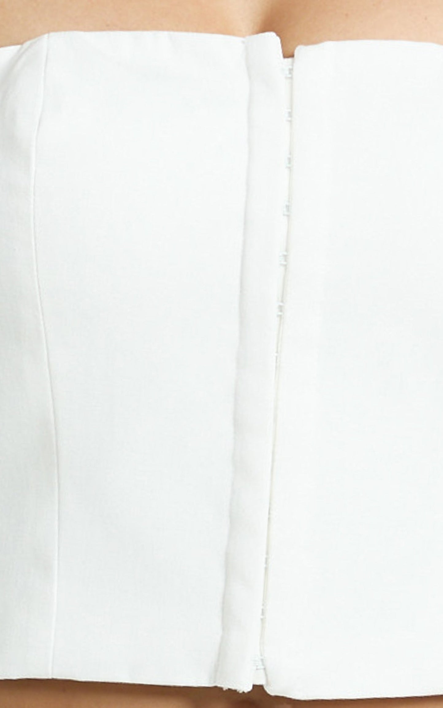 Oliver Top - Straight Neck Hook and Eye Corset Top in White