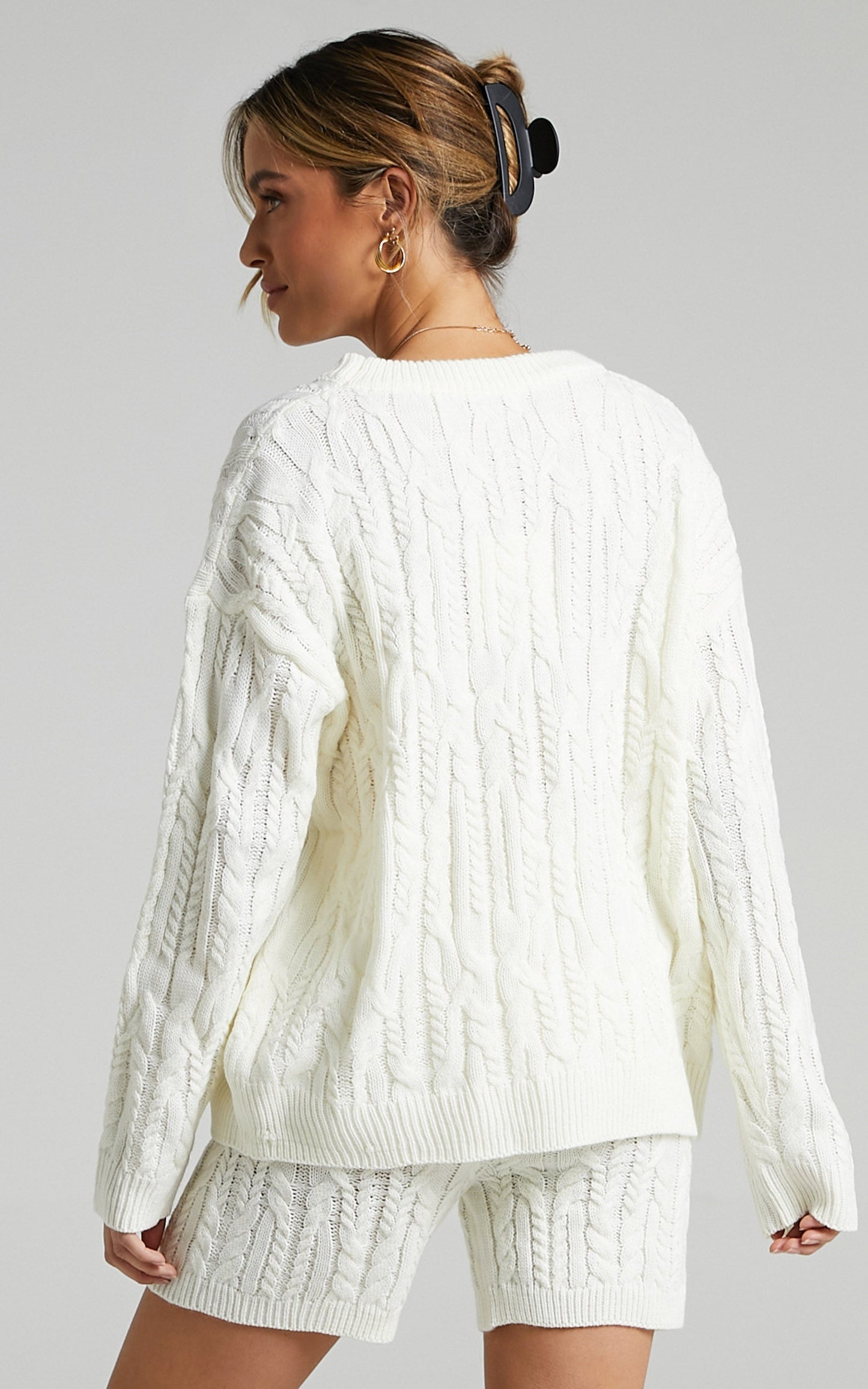 Olivia Cable Knit Two Piece Set in Ivory