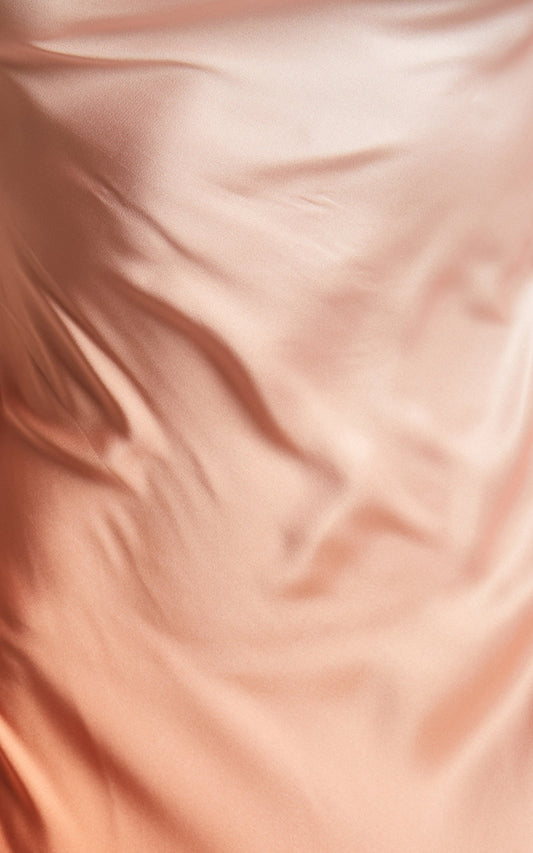 Ondine Midi Dress - Cowl Neck Satin Midi Dress in Peach Sunrise