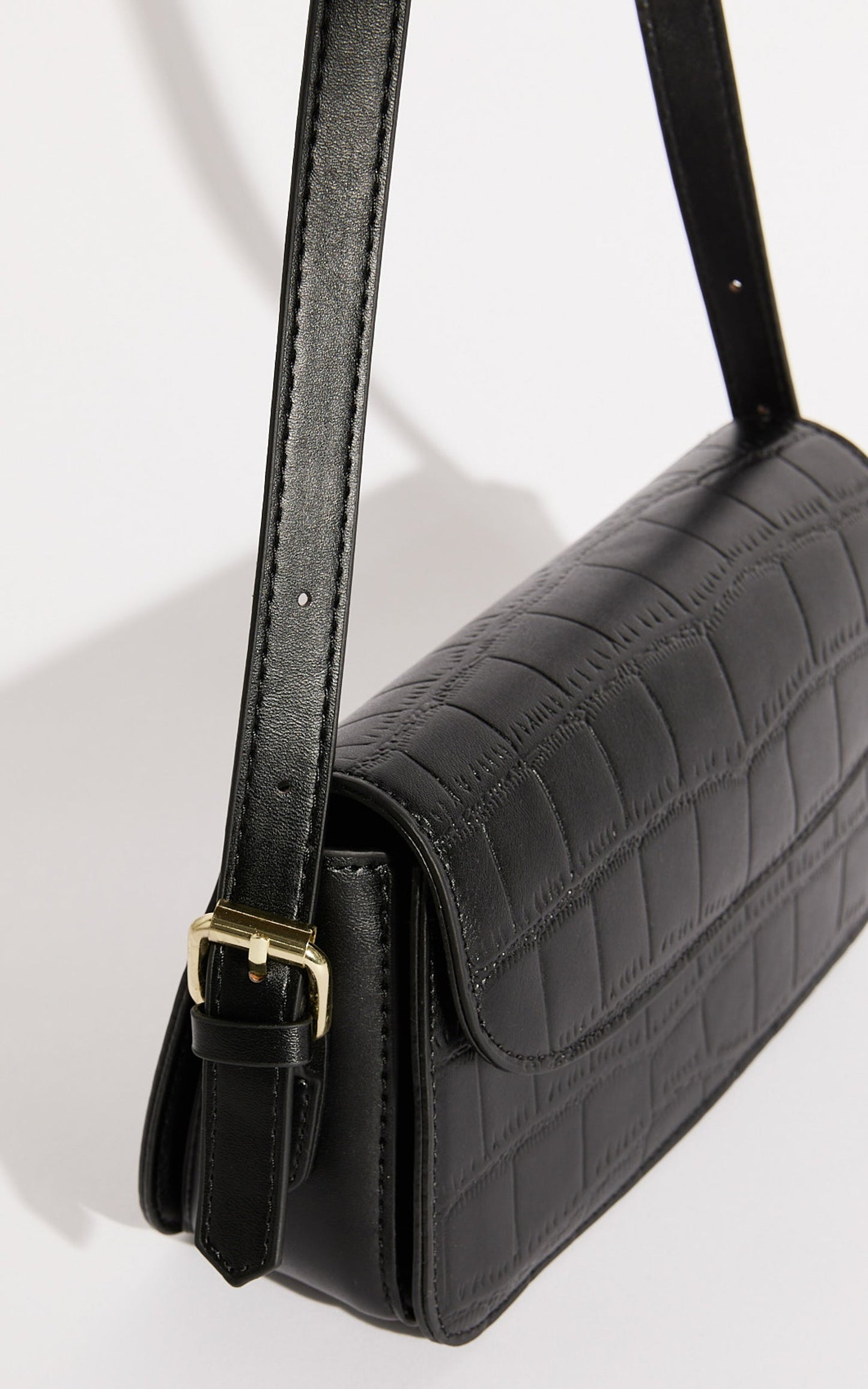 Orlando Bag - Croc Adjustable Cross Body Bag in Black