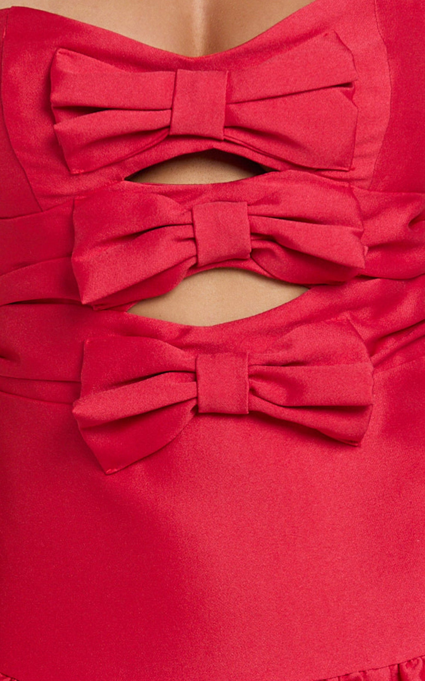 Otis Mini Dress - Strapless Fit And Flare Bubble Hem Dress in Red