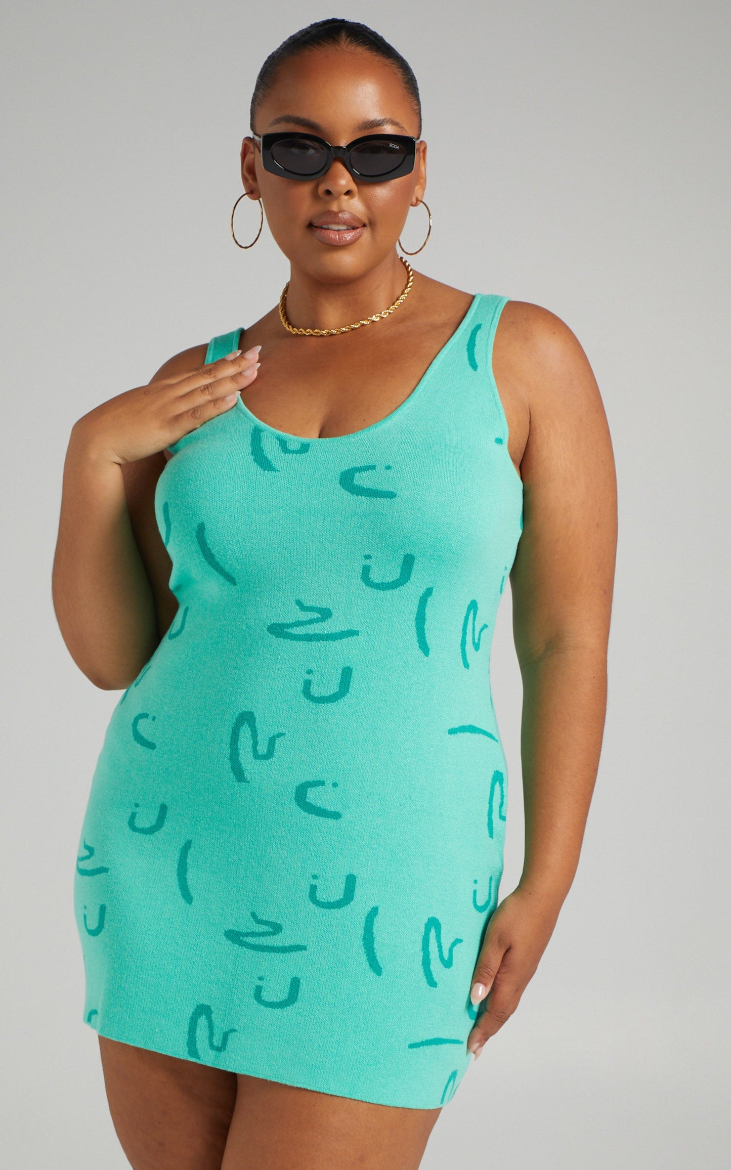 Arya Knit Mini Dress in Green