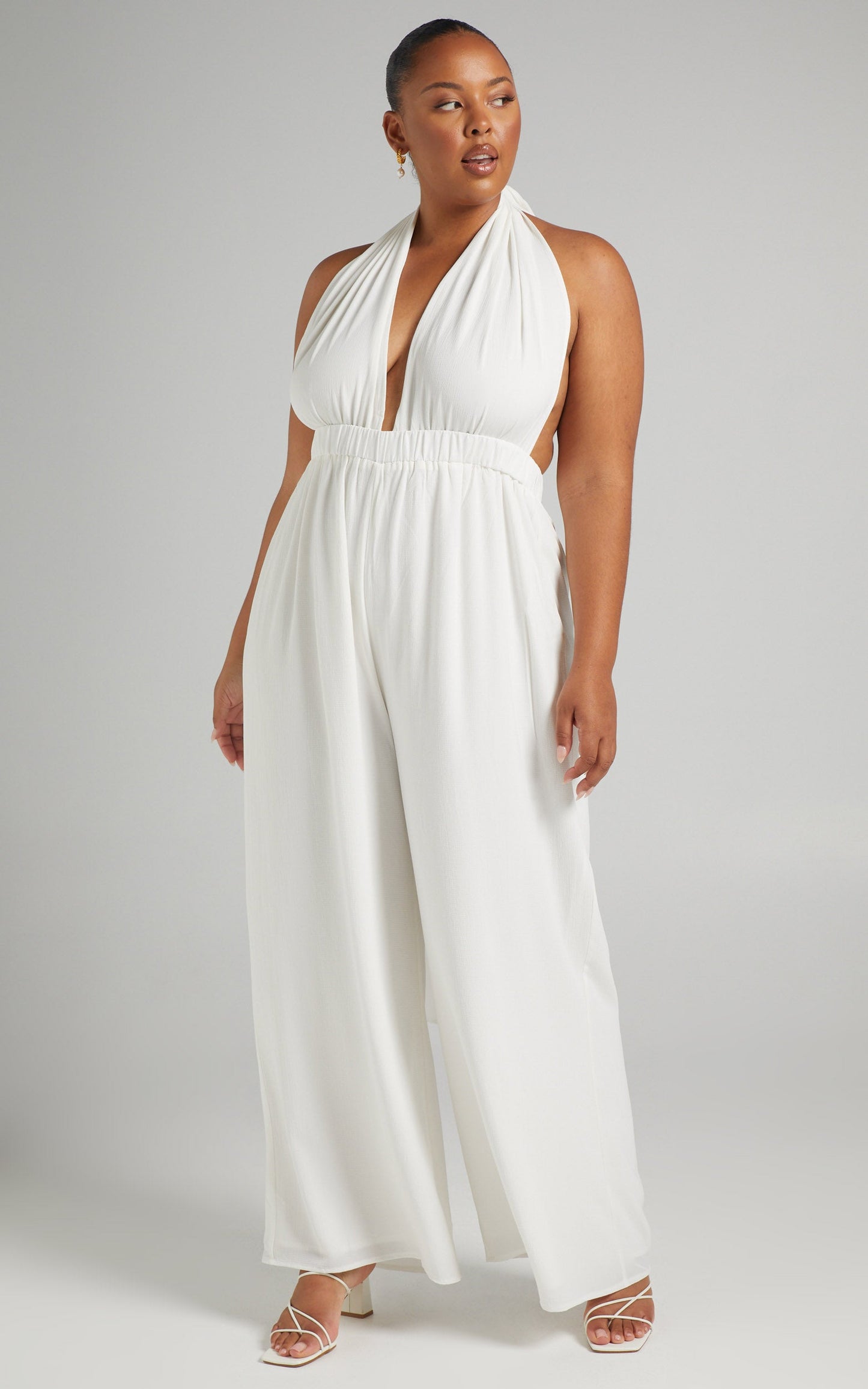 Girls Life Jumpsuit - Plunge Cross Back Tie Jumpsuit in White