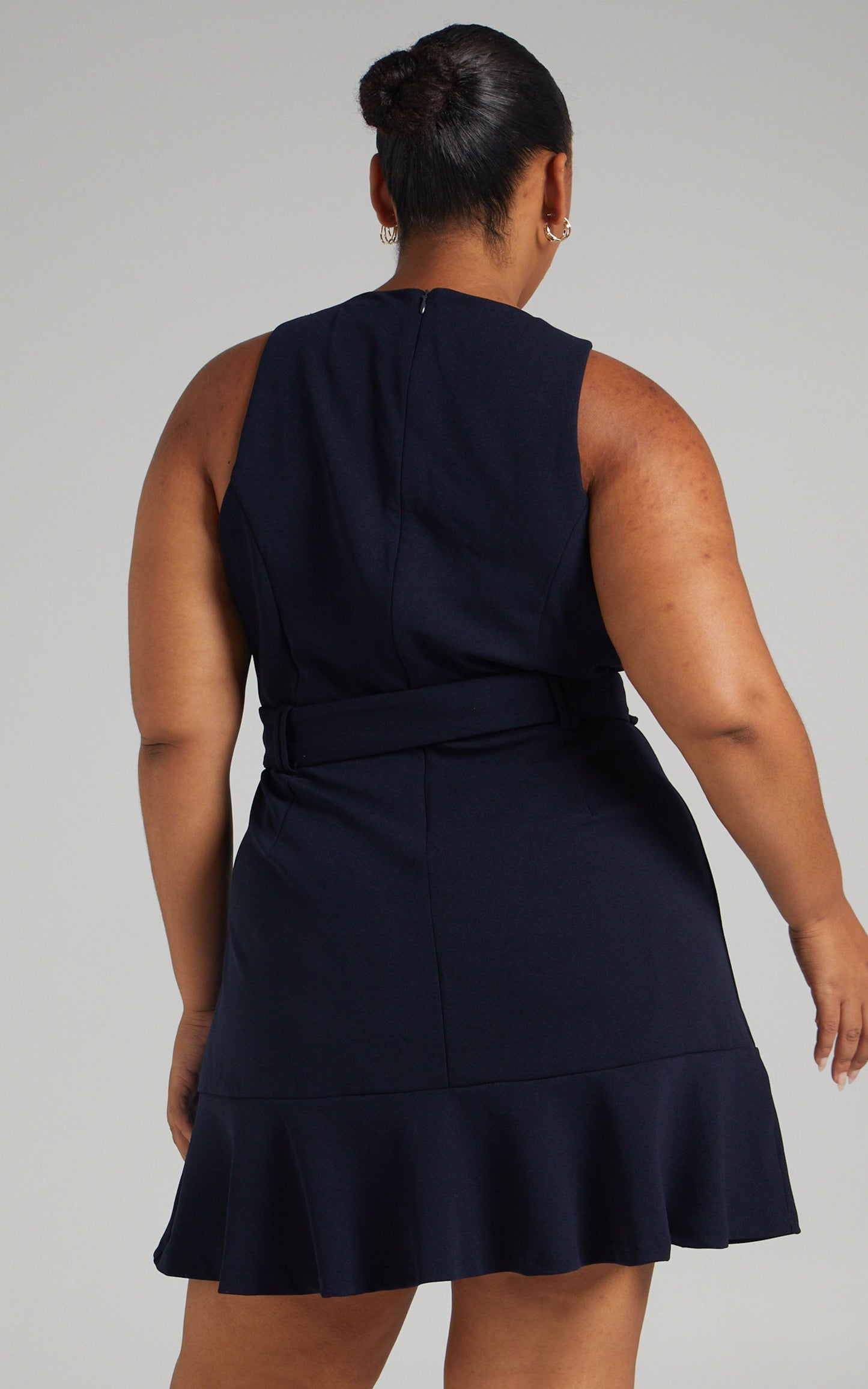 Kielle Sleeveless Mini Dress with Belt in Navy