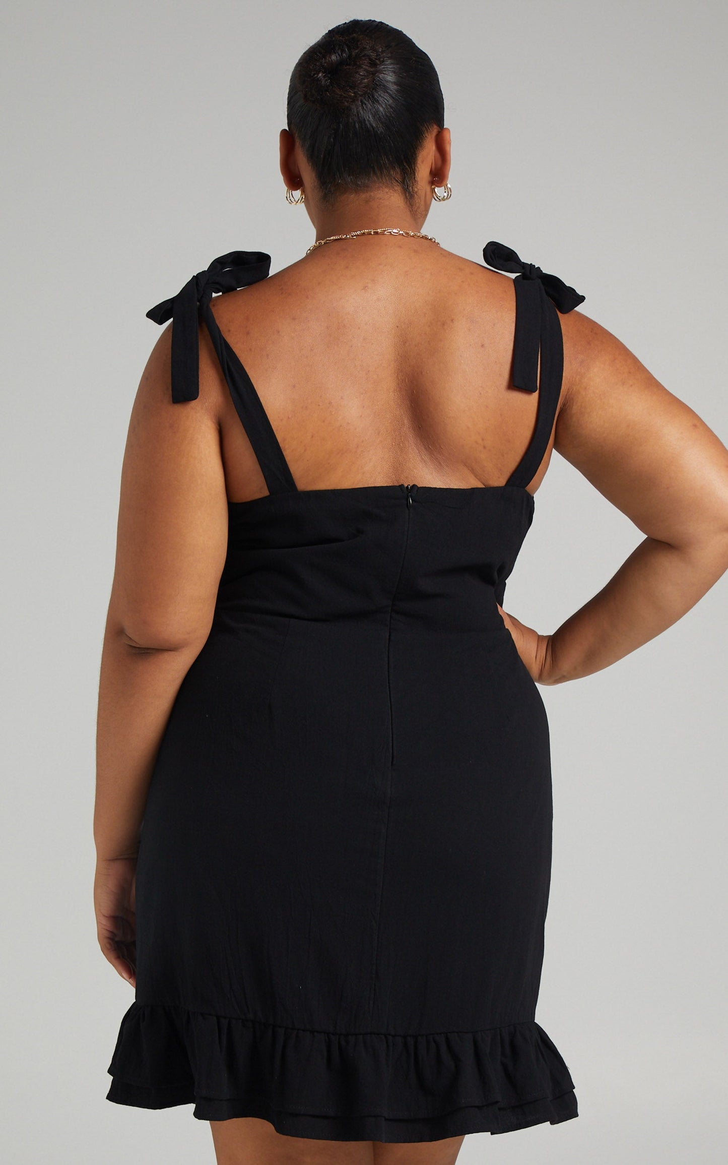 Coastal Getaway Mini Dress - Tie Strap Dress in Black
