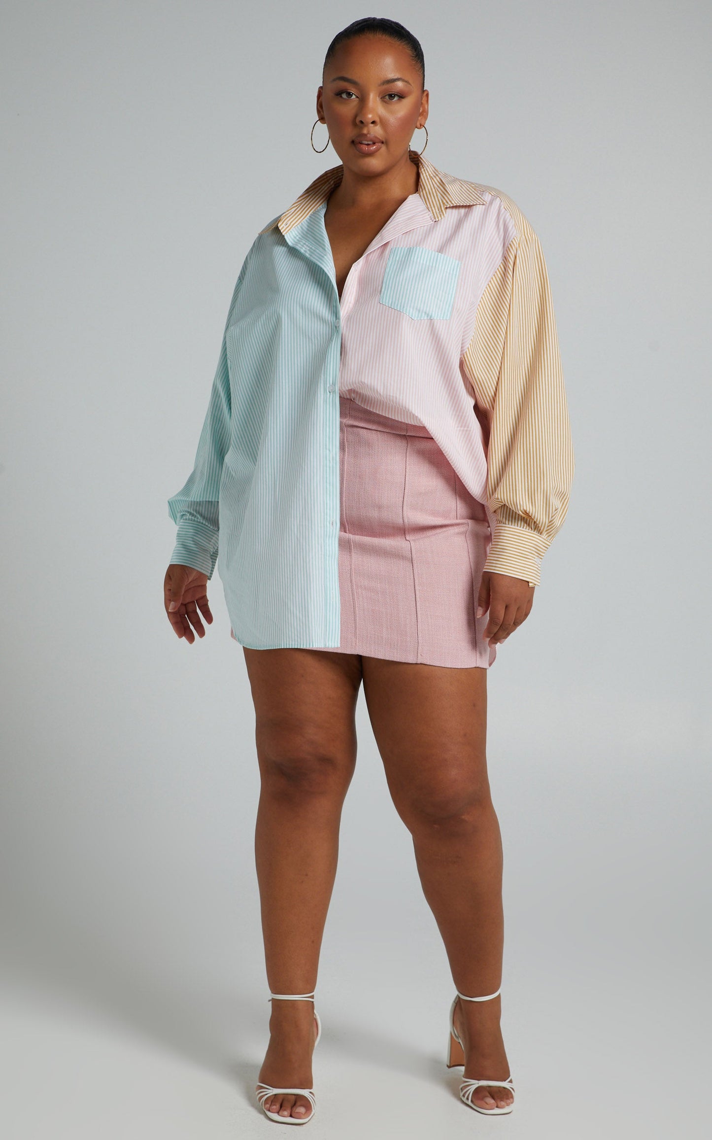 Autumn Shirt - Contrast Stripe Oversized Shirt in Multi Stripe