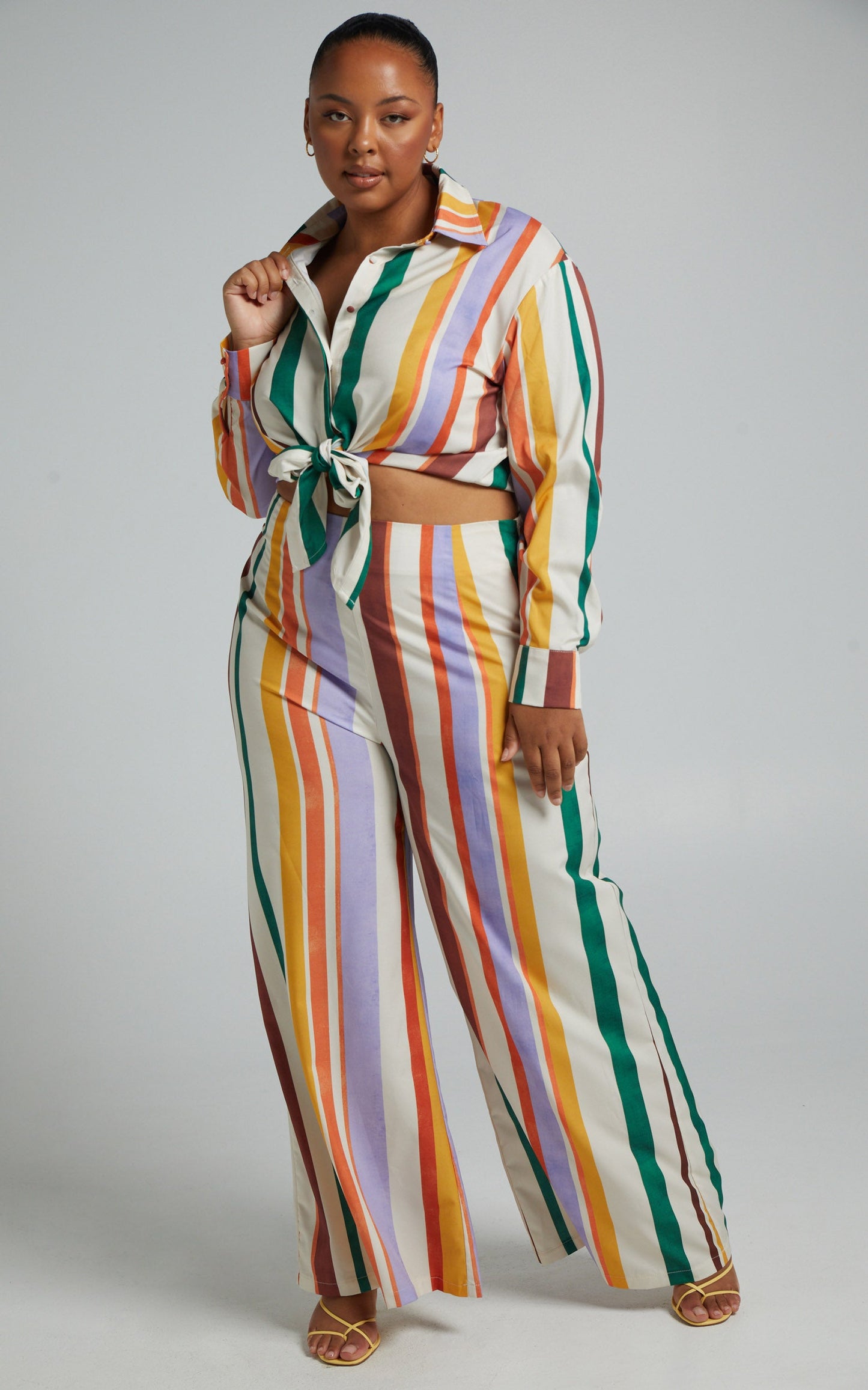Amelie Top - Tie Front Top in Multi Stripe