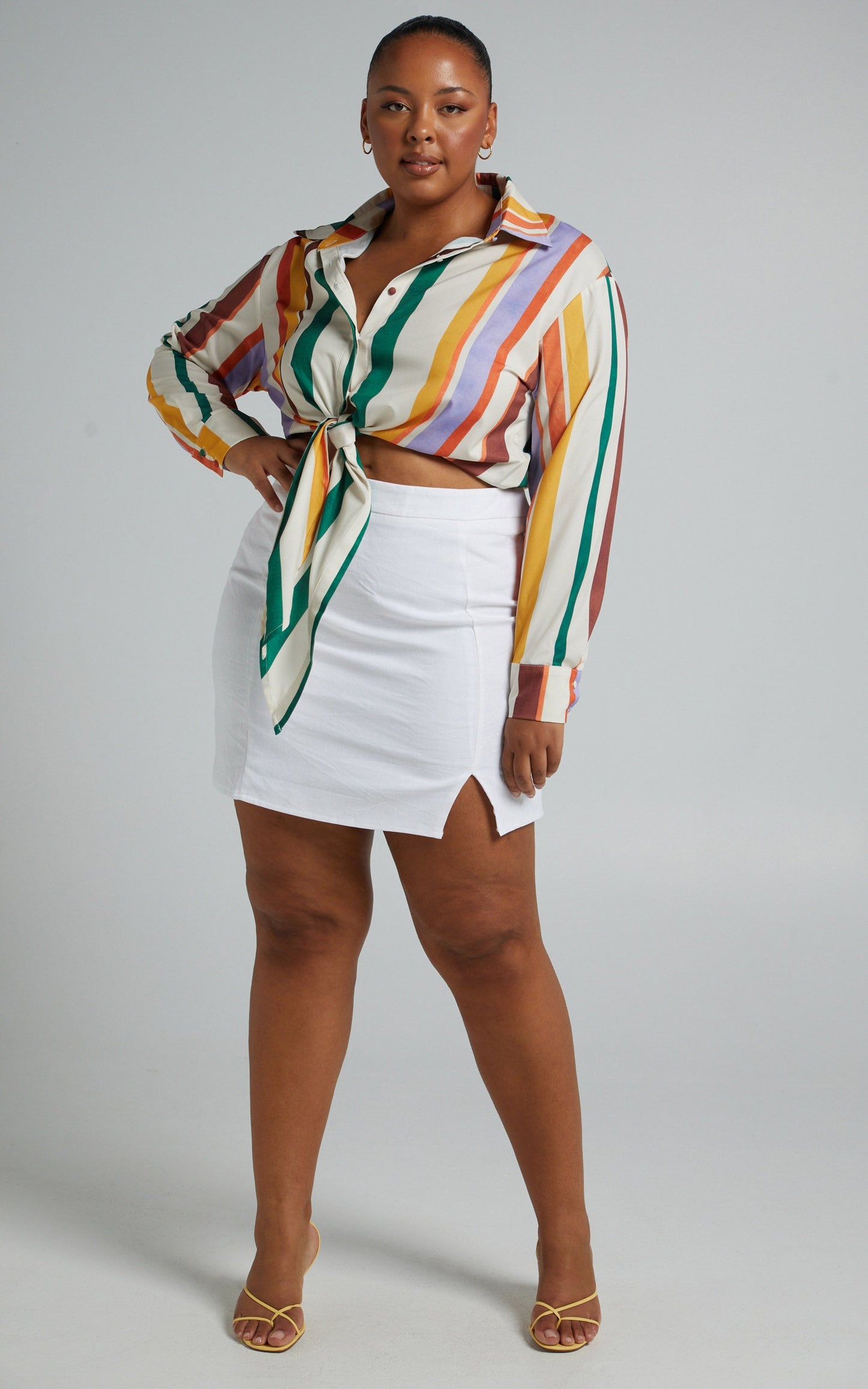 Amelie Top - Tie Front Top in Multi Stripe