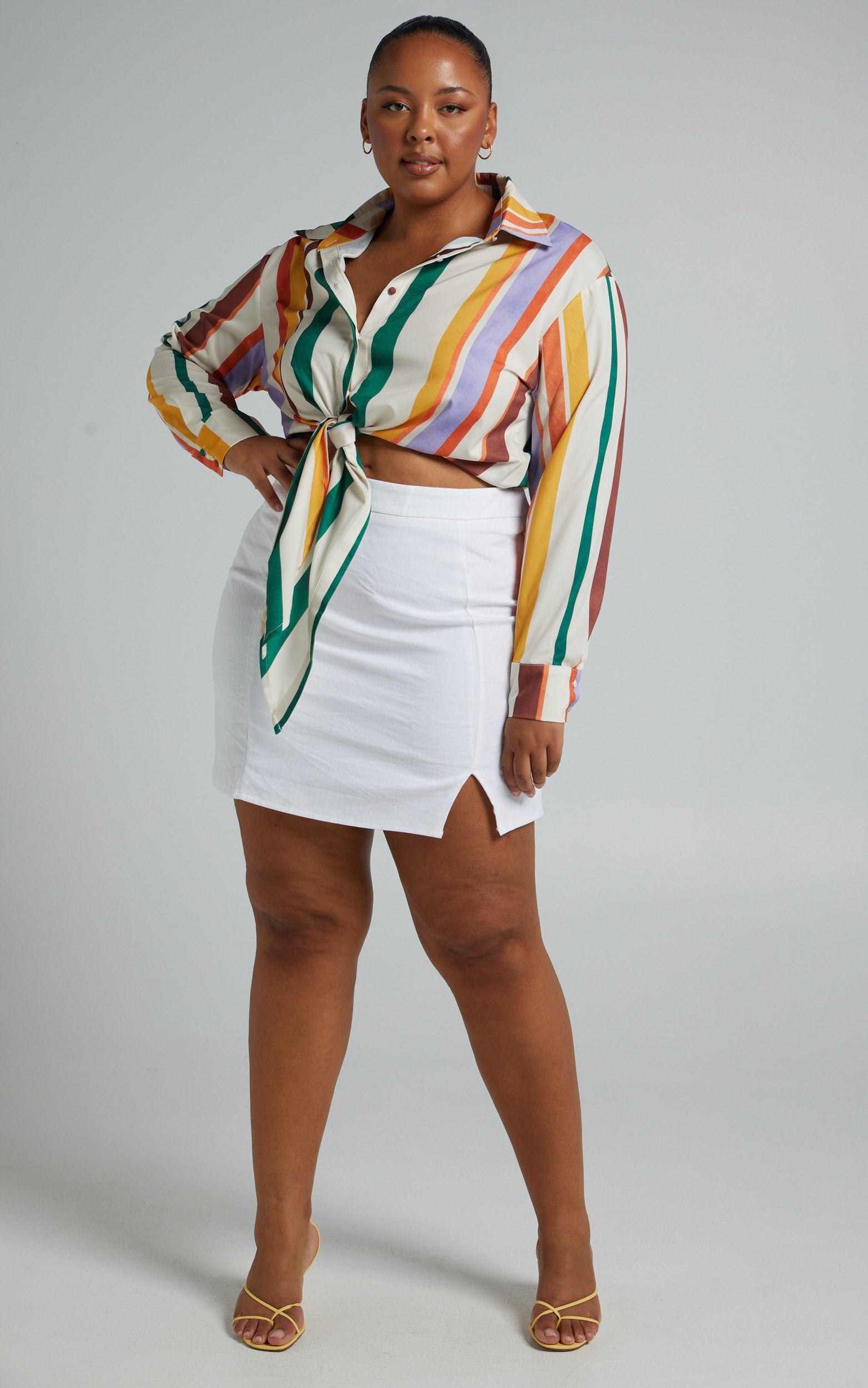 Amelie Top - Tie Front Top in Multi Stripe
