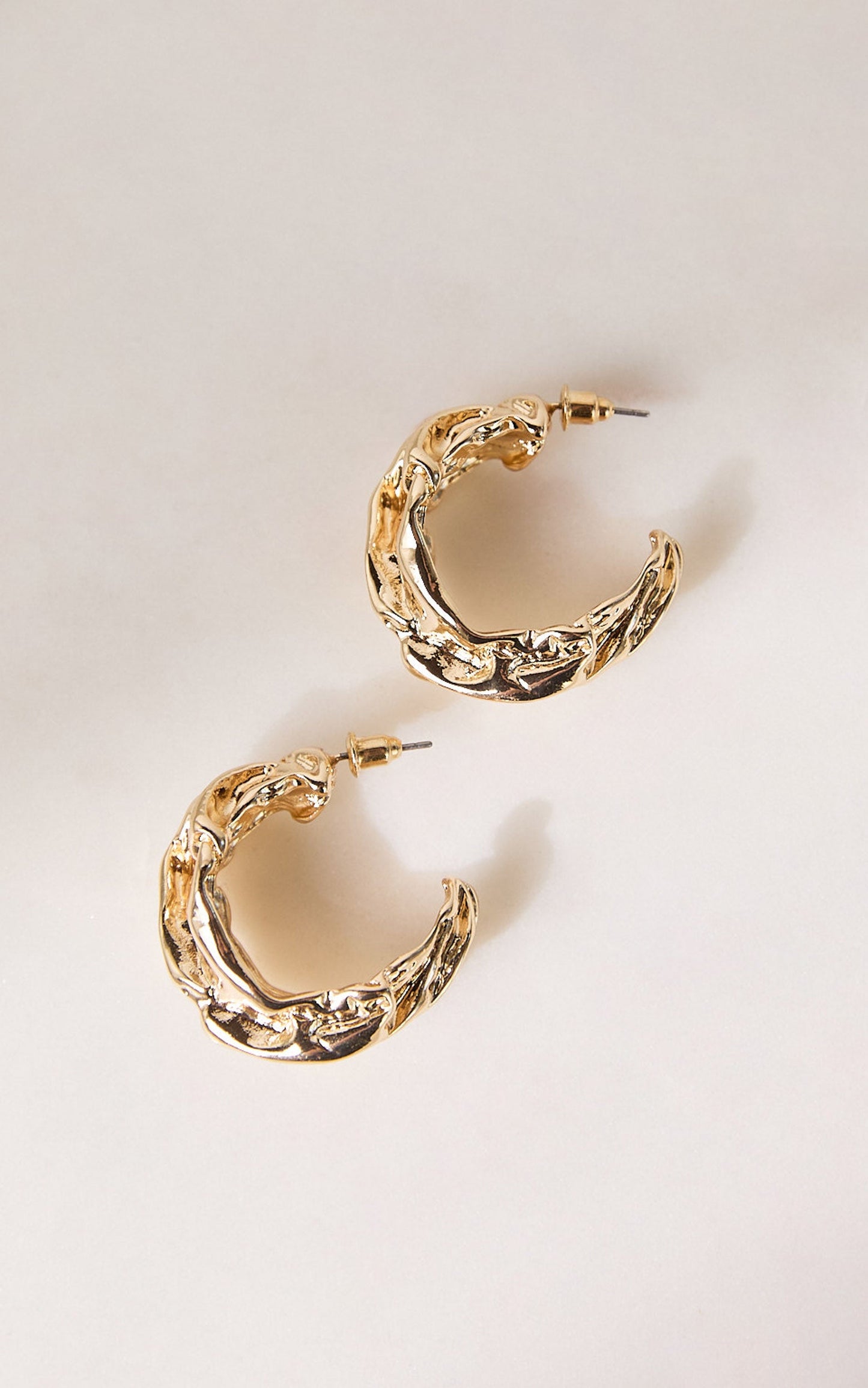 Paige Earrings - Textured Hoop Earrings in Gold