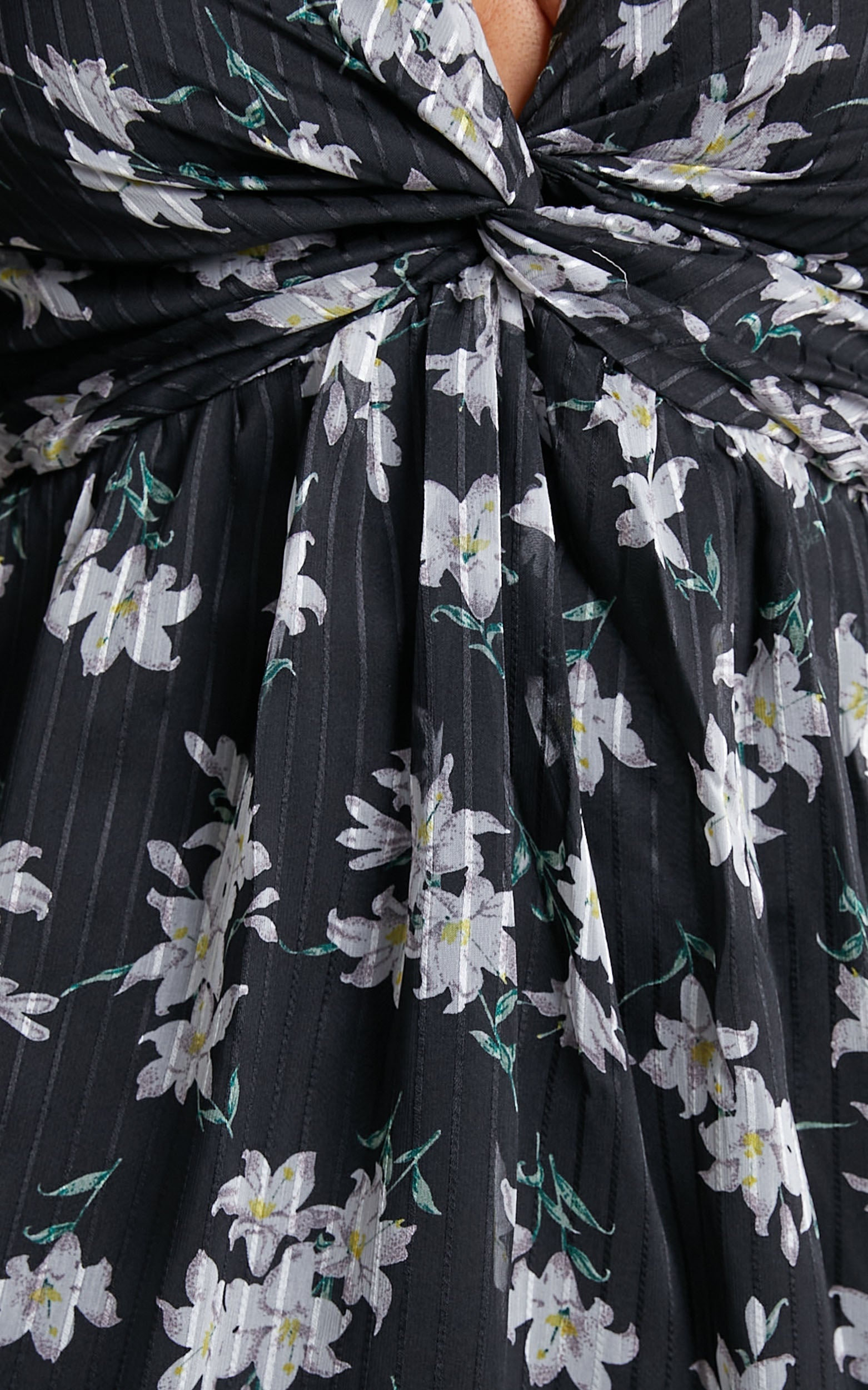 Paislee Open Back Long Sleeve Mini Dress in Black Floral