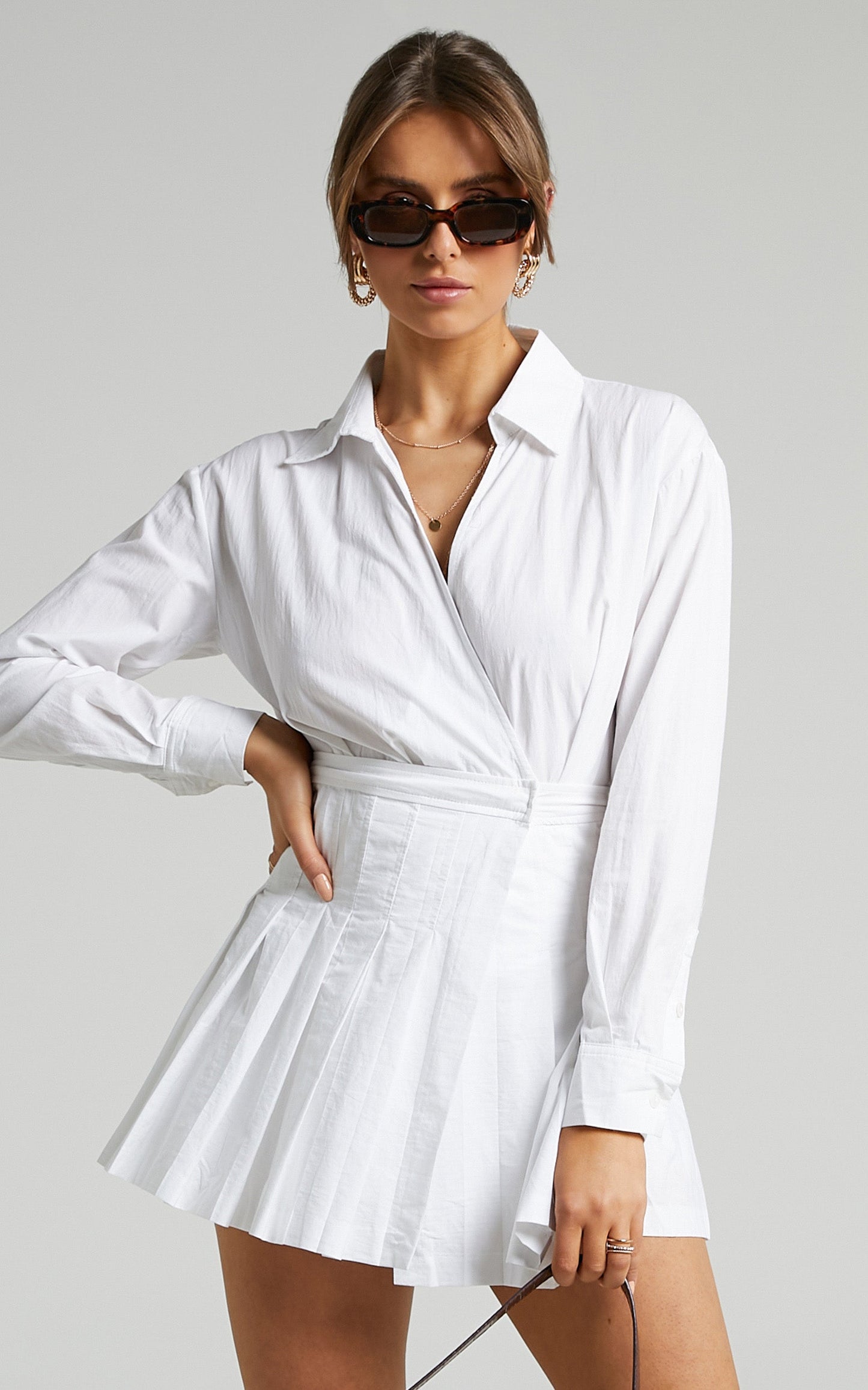 Pamella Tennis Skirt Playsuit in White