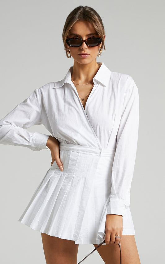 Pamella Tennis Skirt Playsuit in White