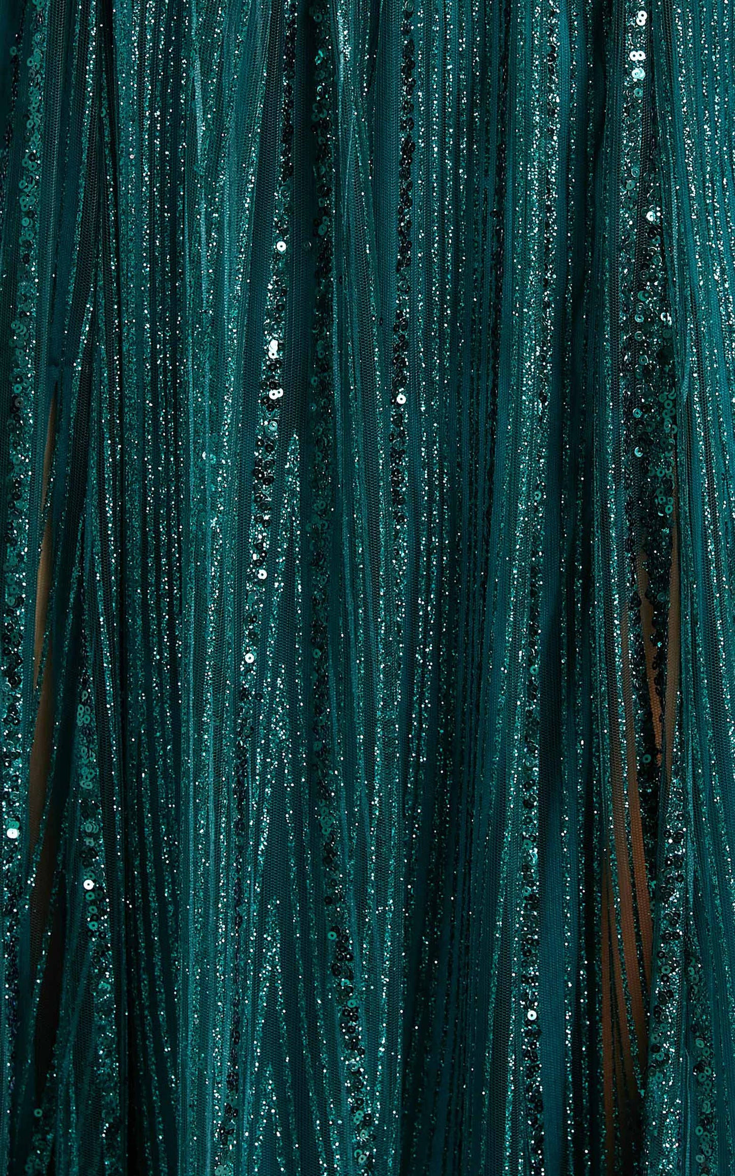 Paola Maxi Dress - Metallic Plunge Dress in Emerald