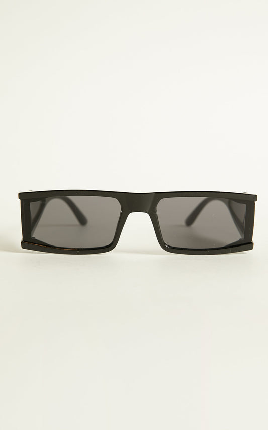 Pascal Thin Rectangle Sunglasses in Black