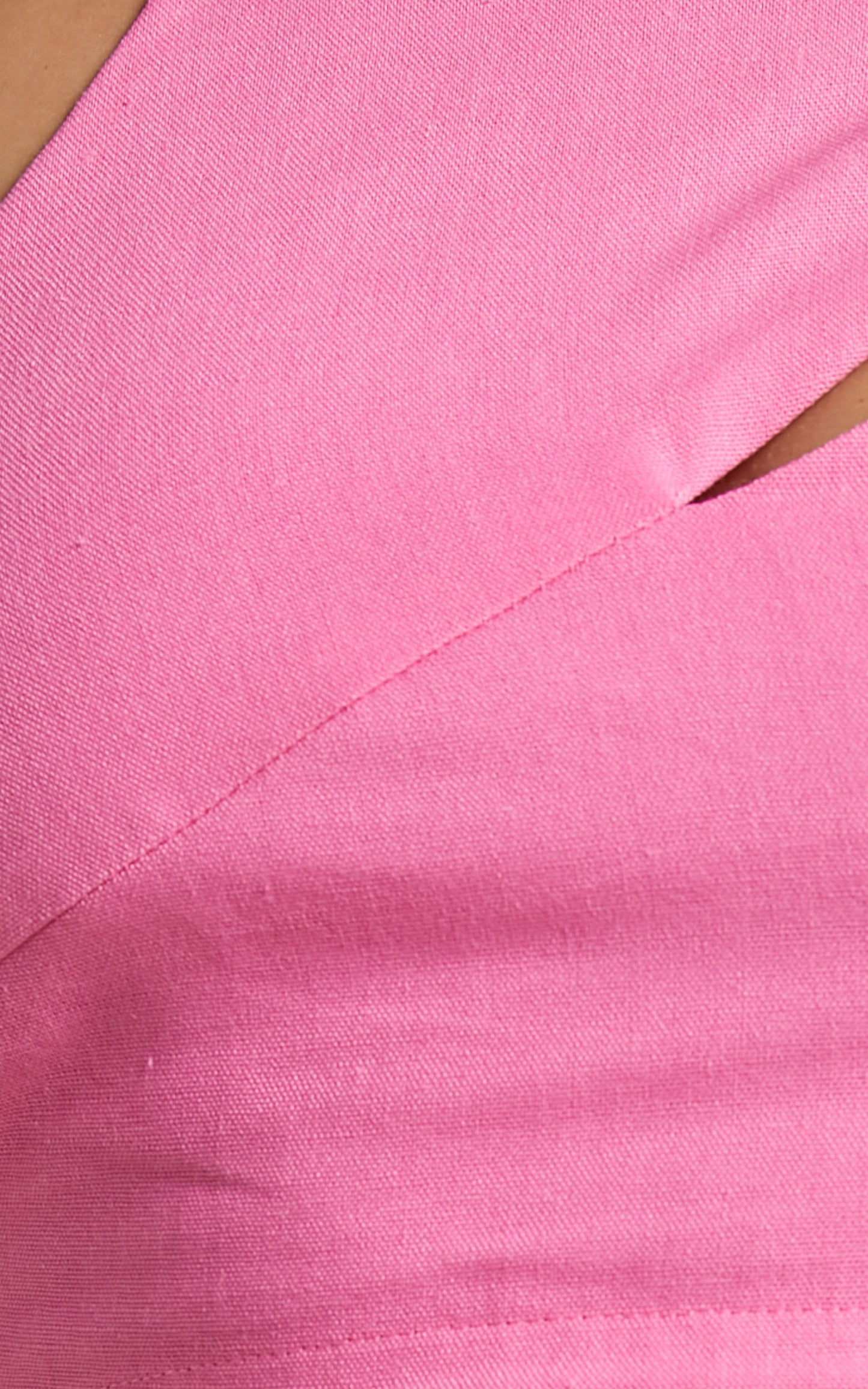 Patchico Linen Blend Top - Split Bust Crop Top in Pink