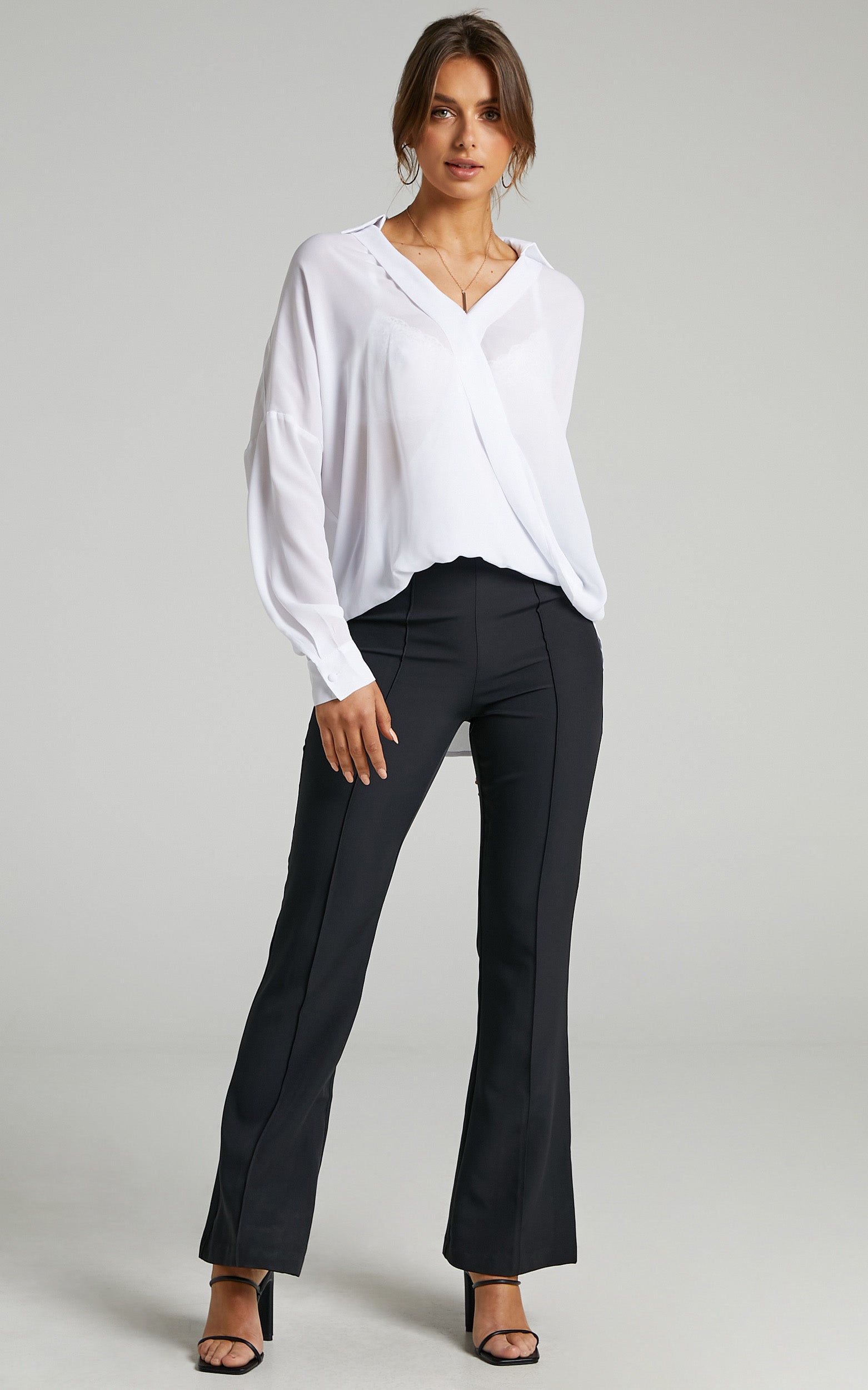 Paulie Fixed Longsleeve Wrap Shirt in White