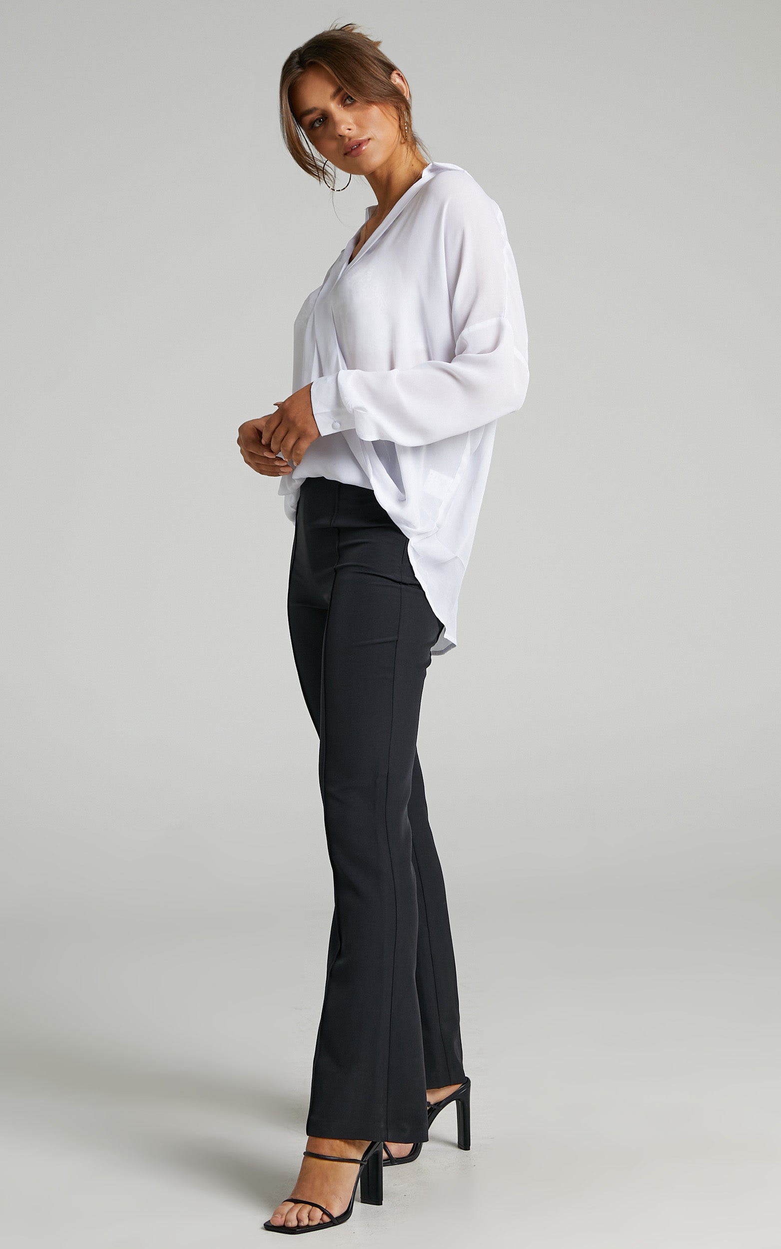 Paulie Fixed Longsleeve Wrap Shirt in White