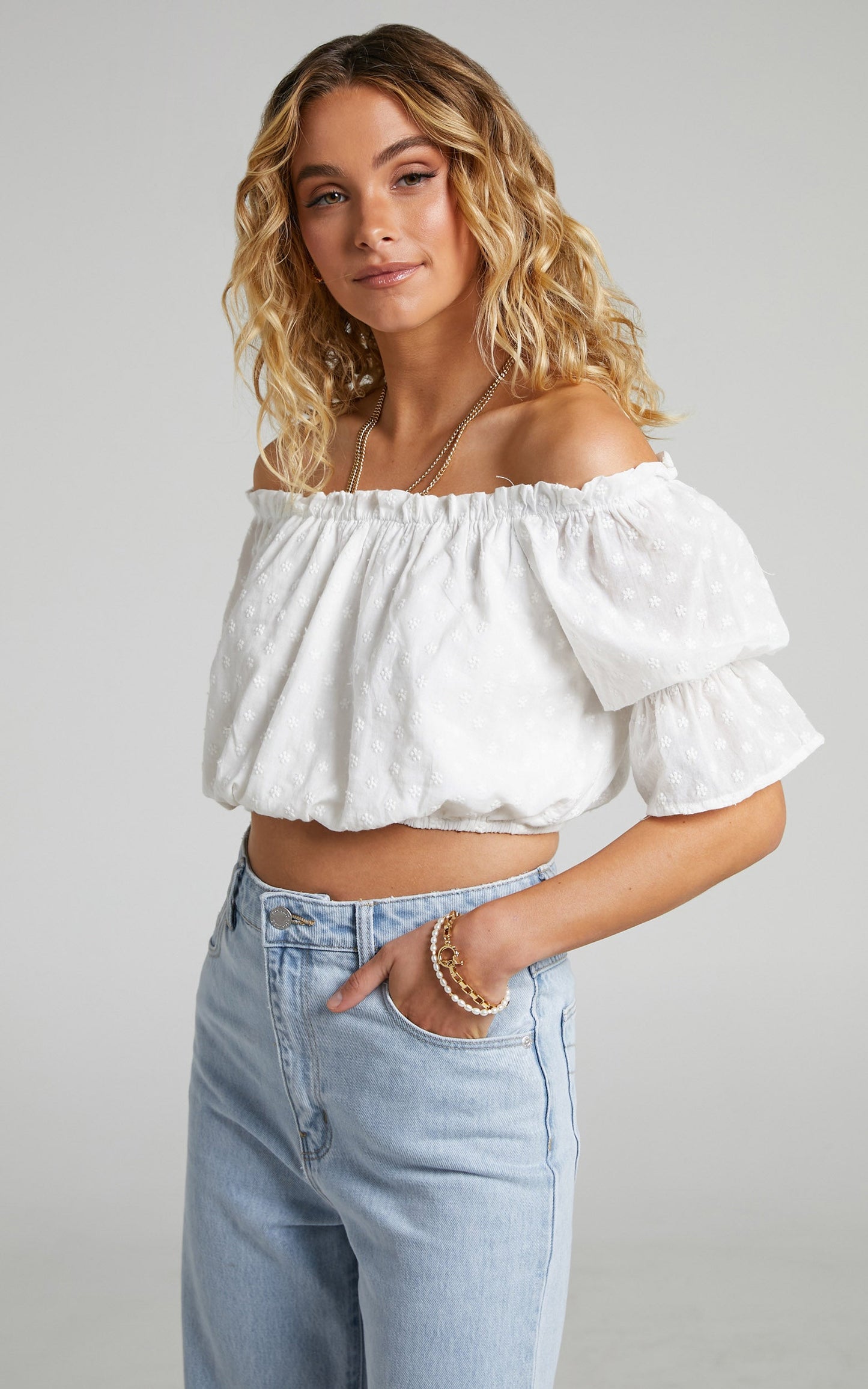 Pauline Off Shoulder Top in White