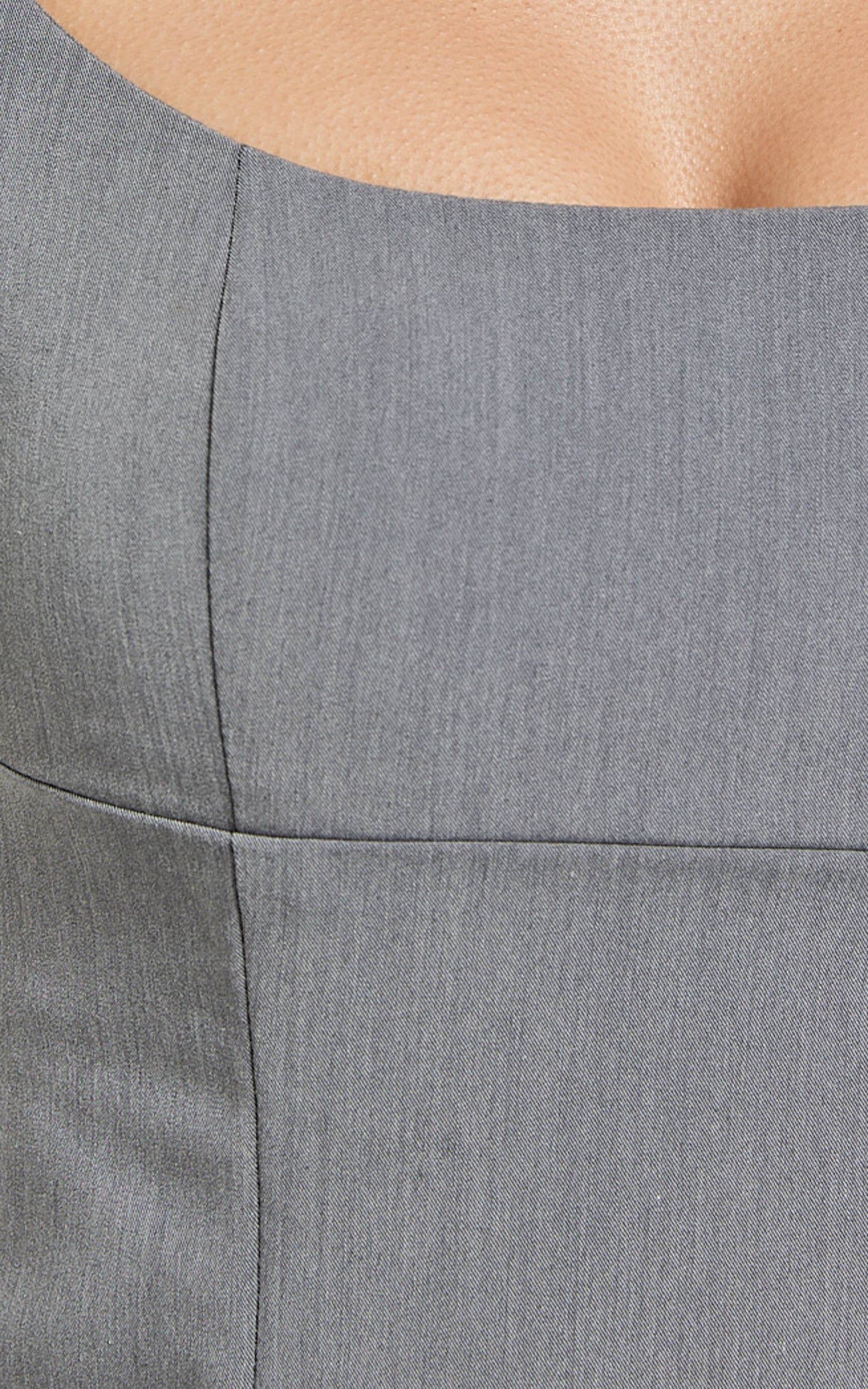 Pauline Top - Square Neck Cap Sleeve Tailored Top in Grey