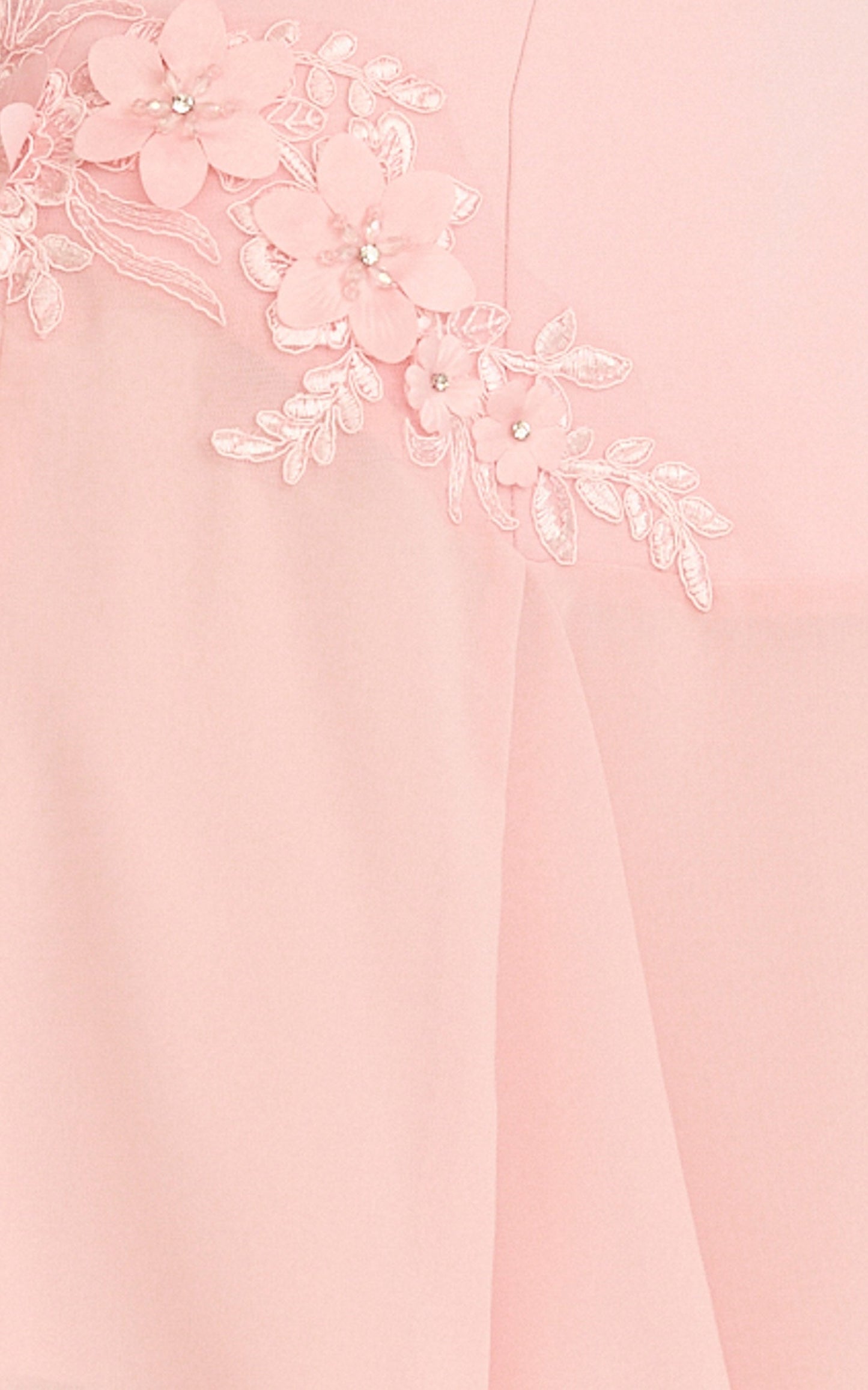Penny Mini Dress - Strapless Corset Bodice Floral Embellished Godet Dress in Soft Pink