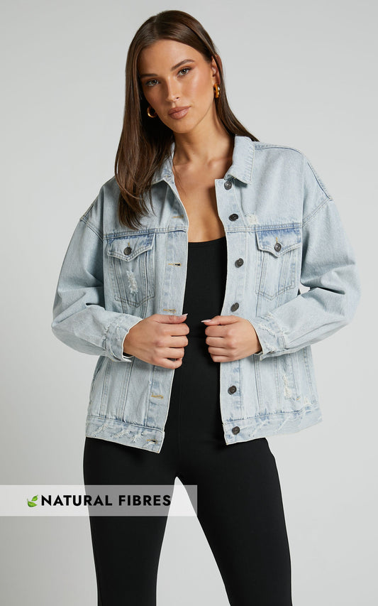 Peta Slouchy Denim Jacket in LIGHT WASH