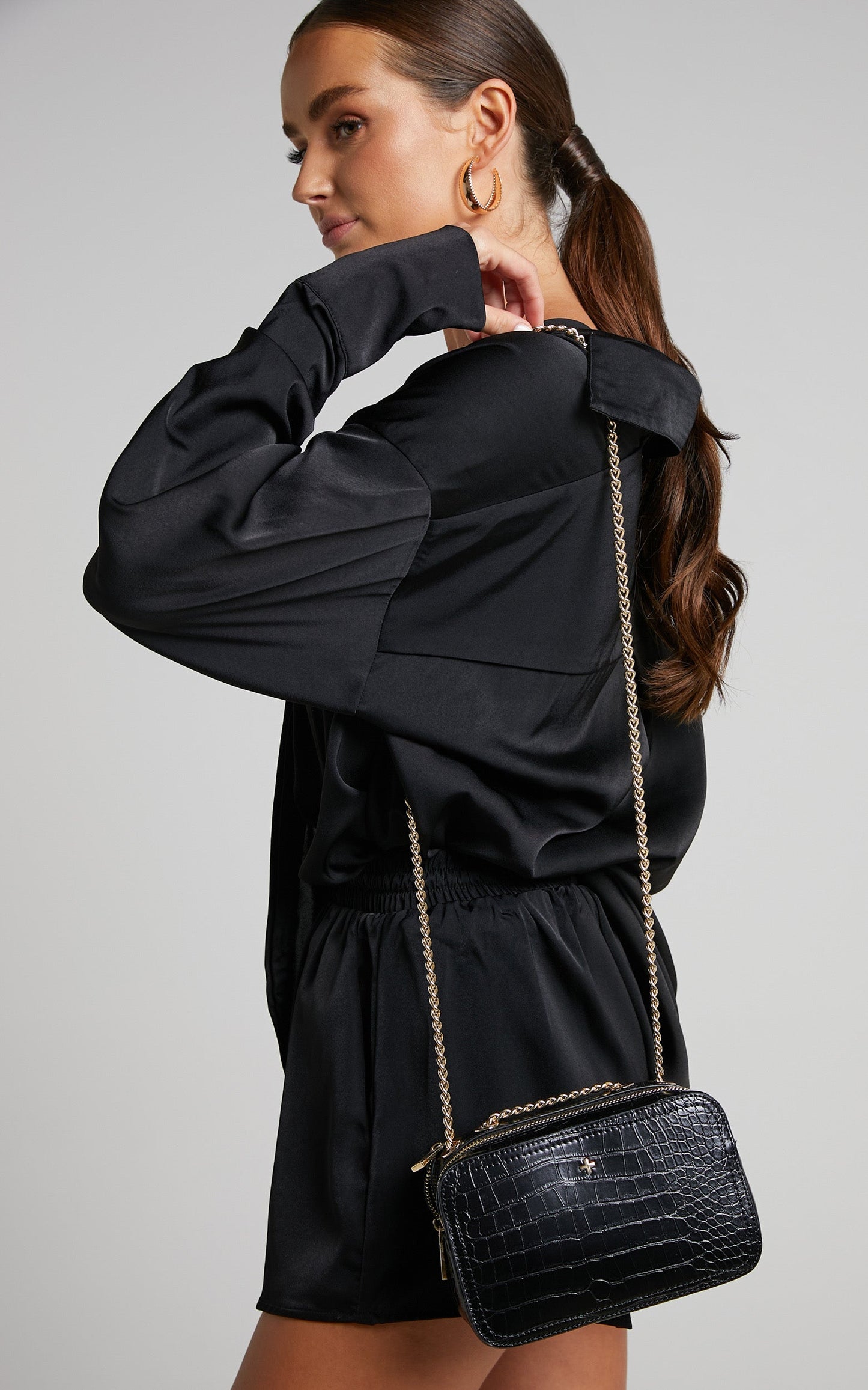 Peta and Jain - Dua Bag in Black Croc