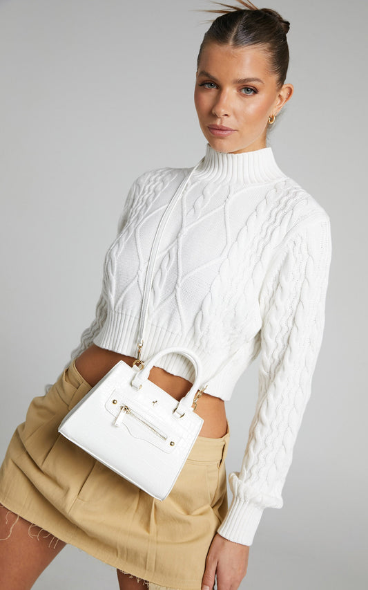 Peta and Jain - Jaden Bag in White Croc