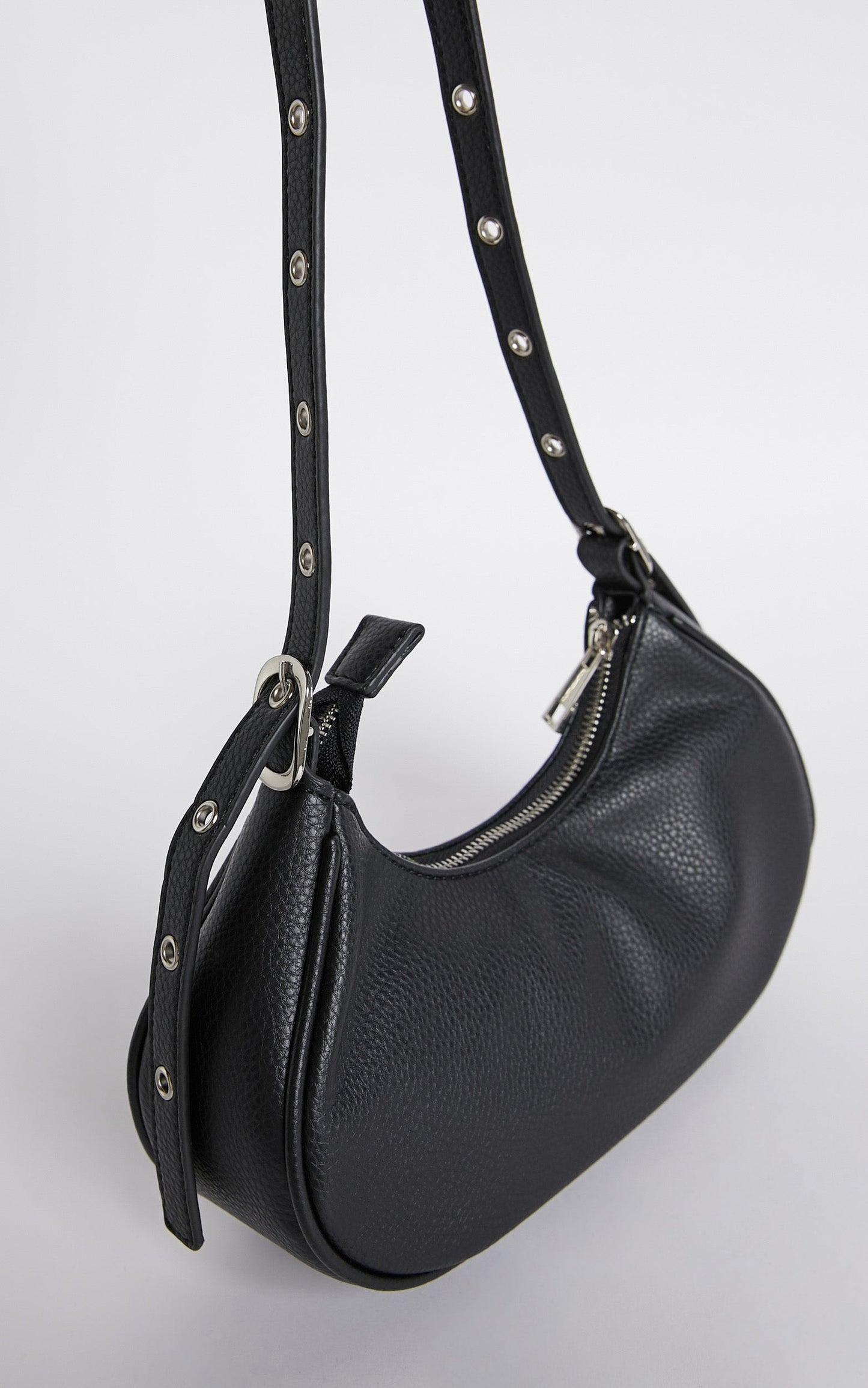 Peta and Jain - Moto Bag in Black Pebble / Silver