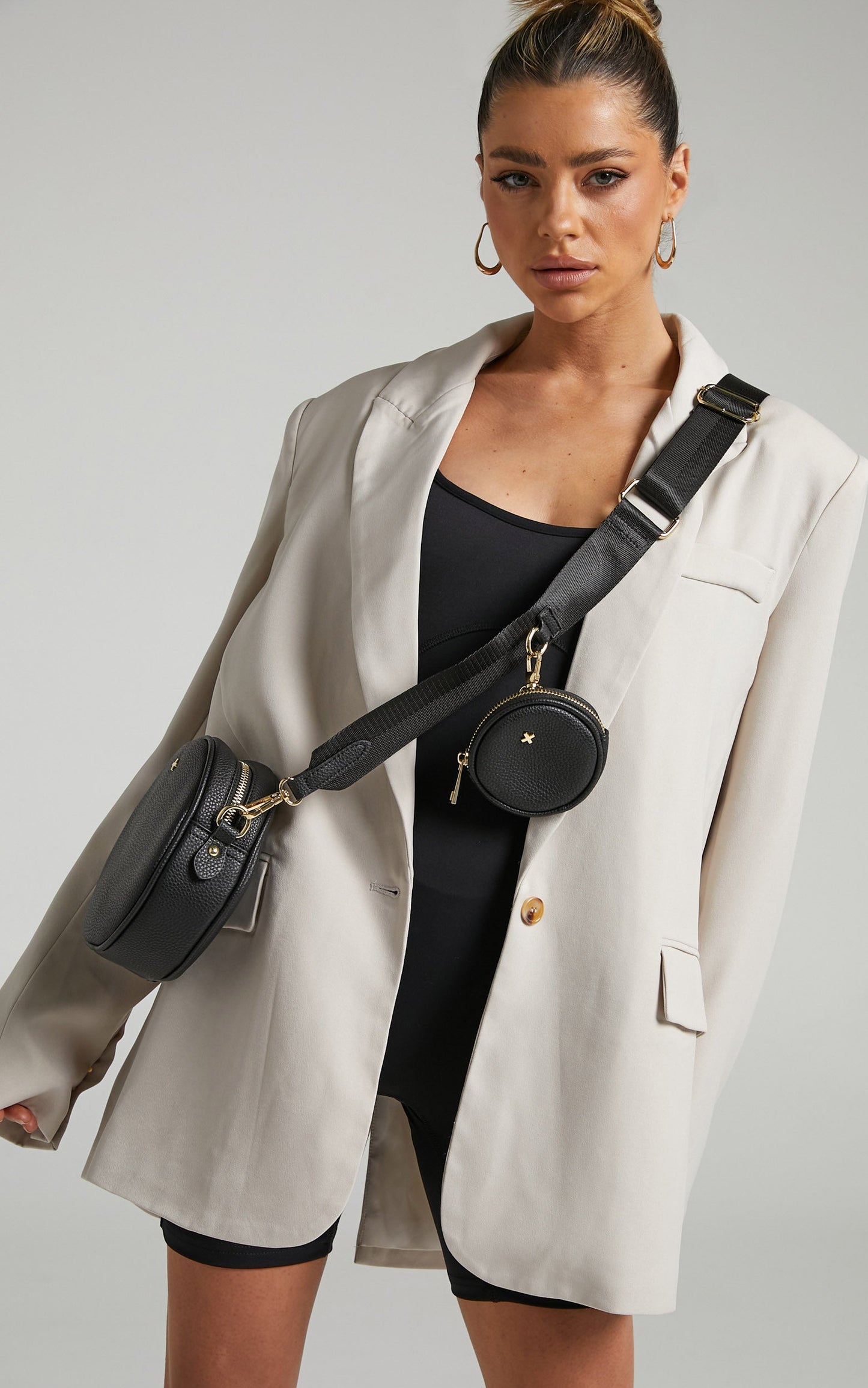 Peta and Jain - Squad Bag in Black Pebble/Gold