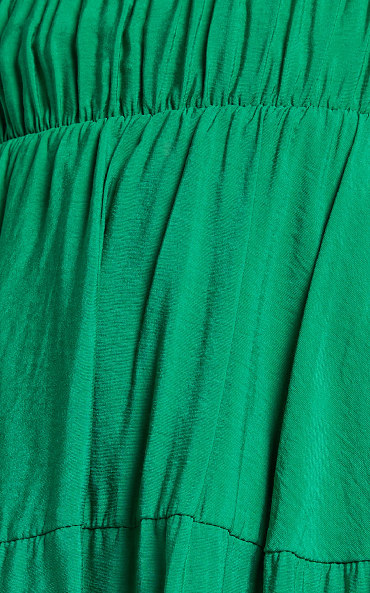Peyton Midi Dress - Off Shoulder Puff Sleeve Tiered Dress in Green