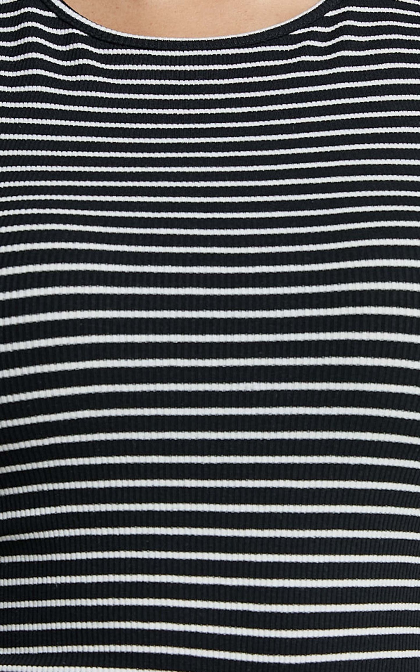 Peyton Top - High Neck Tank in Black and White Stripe