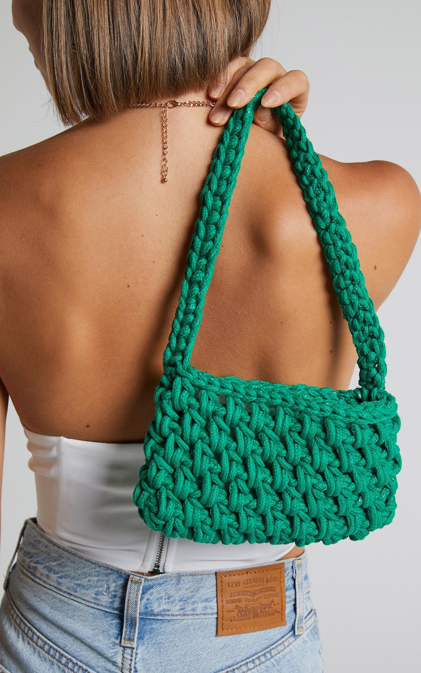 Phelissa Bag - Crochet Shoulder Bag in Green