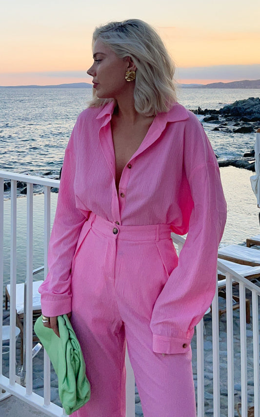 Isabeau Shirt - Relaxed Oversized Shirt in Pink