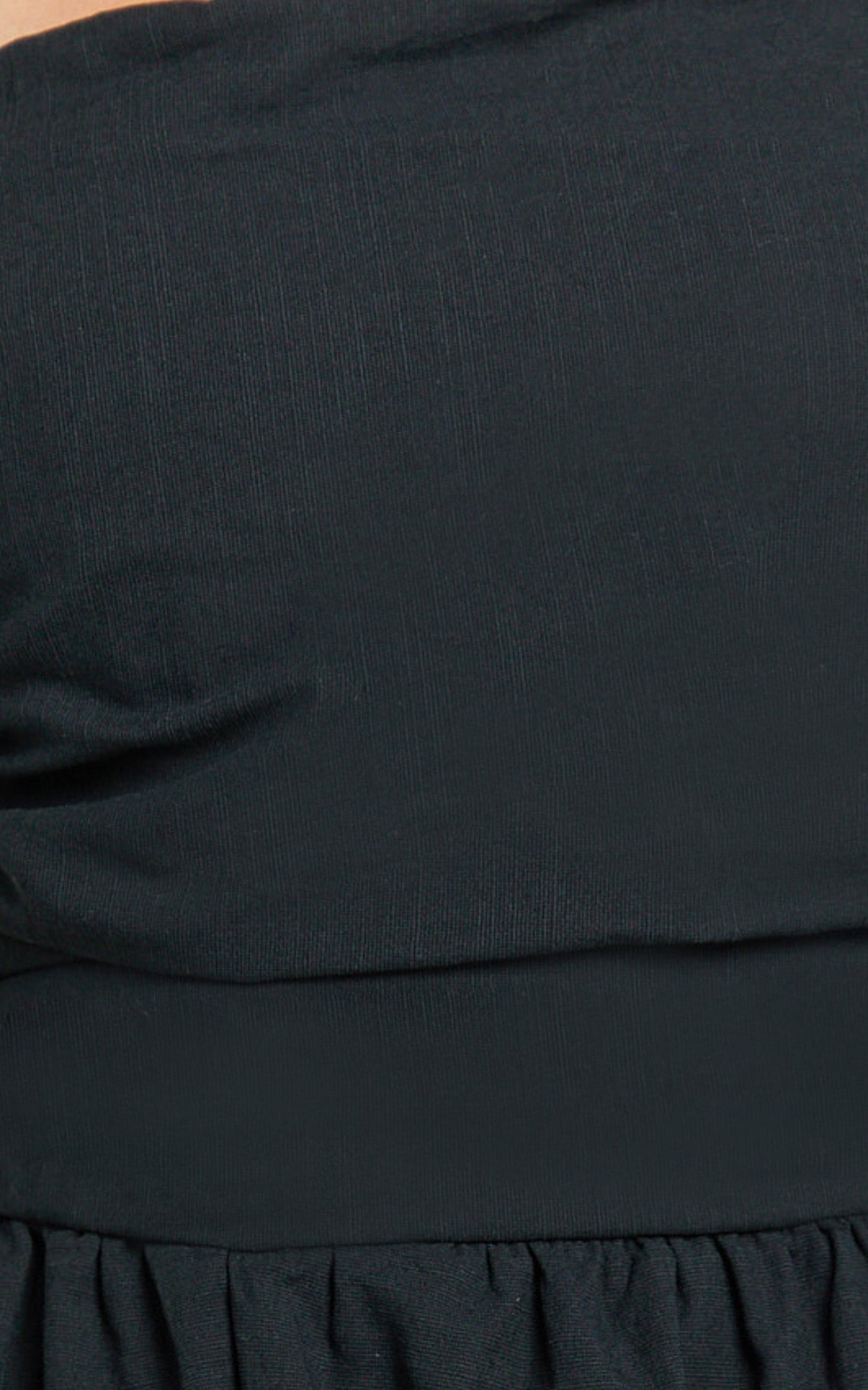 Polly Midi Dress - Strapless Ruched Dress in Black