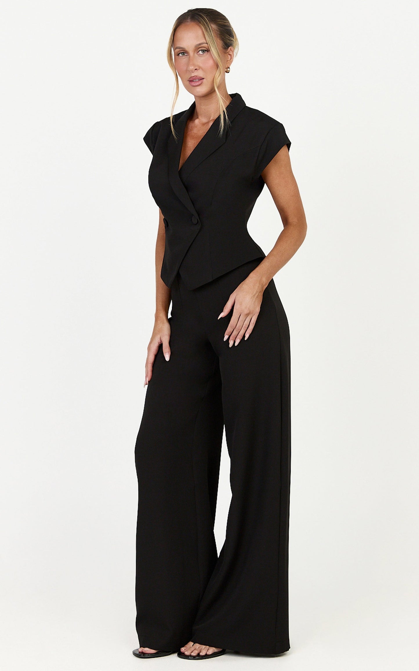 Poppy Pants - High Waist Darted Wide Leg Pants in Black