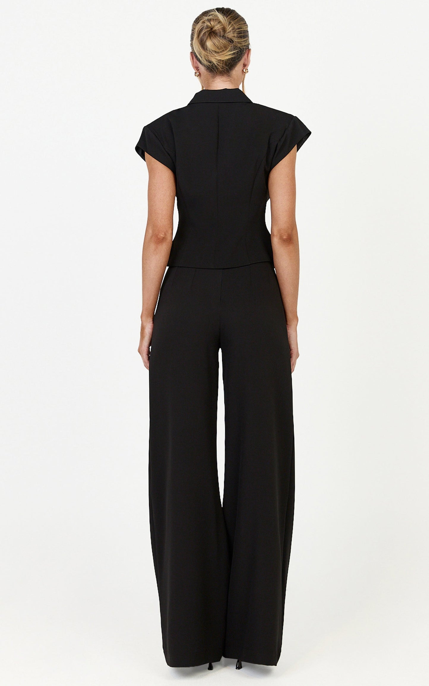 Poppy Pants - High Waist Darted Wide Leg Pants in Black