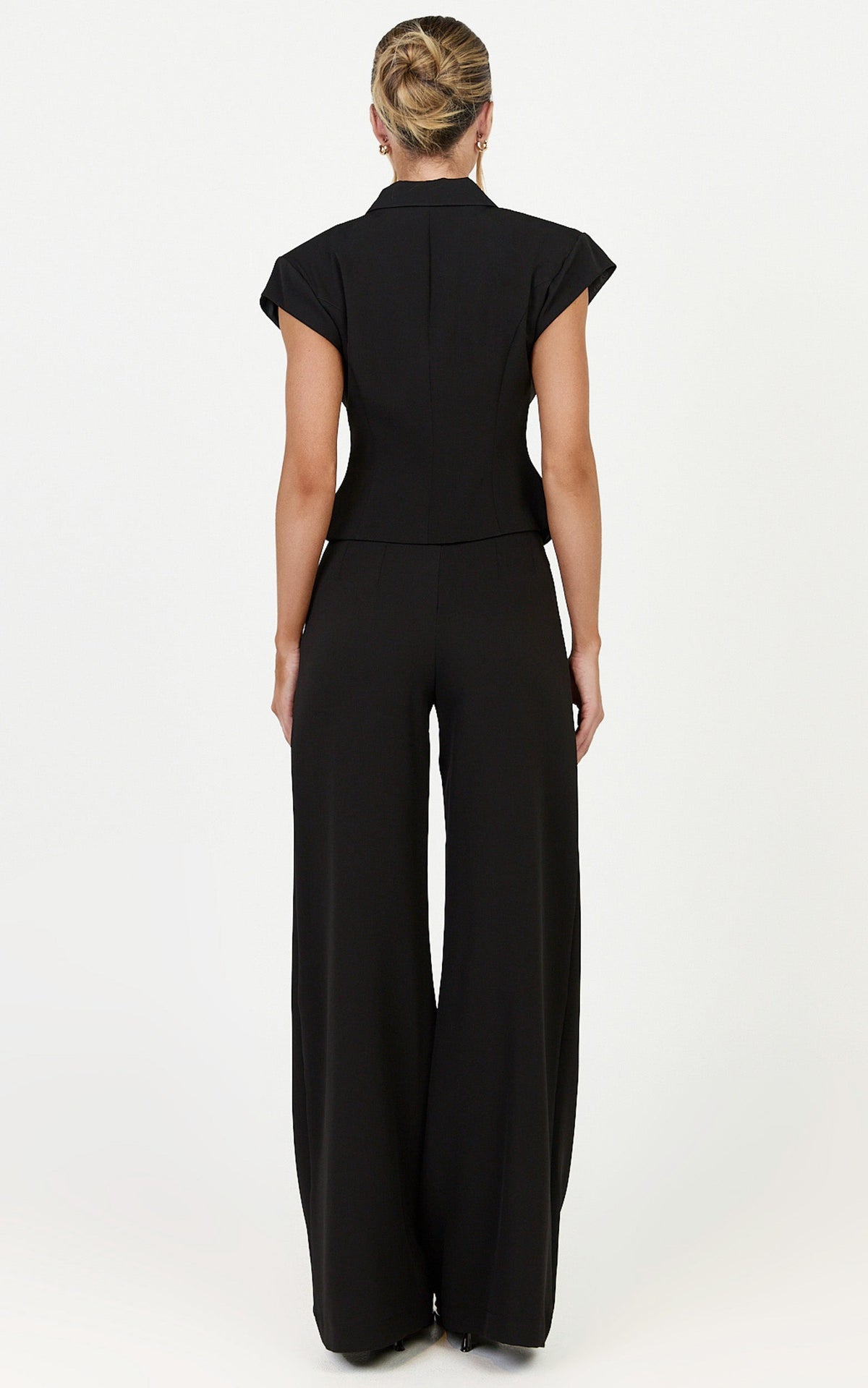 Poppy Top – Ärmelloses, zweireihiges Westen-Top in Schwarz